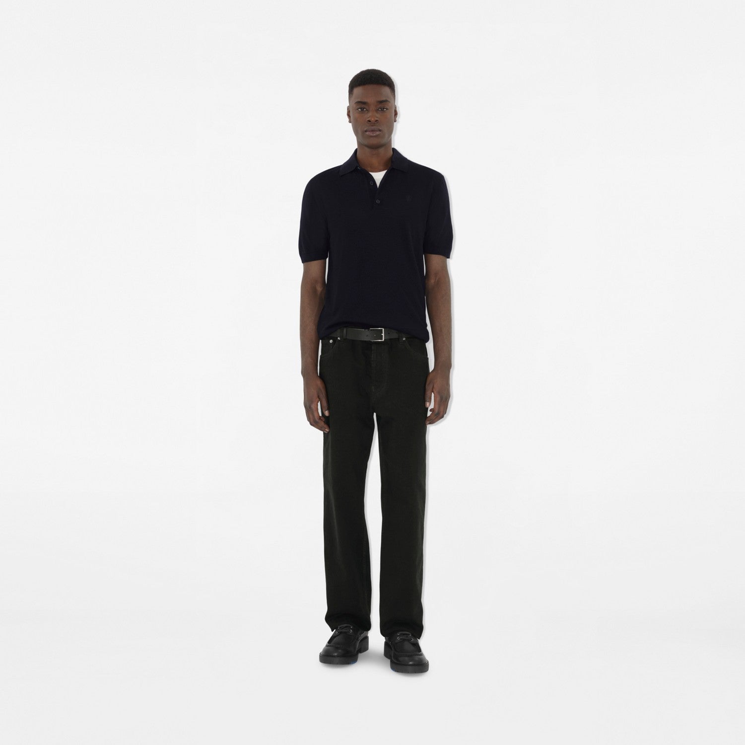 Wool Polo Shirt - Navy