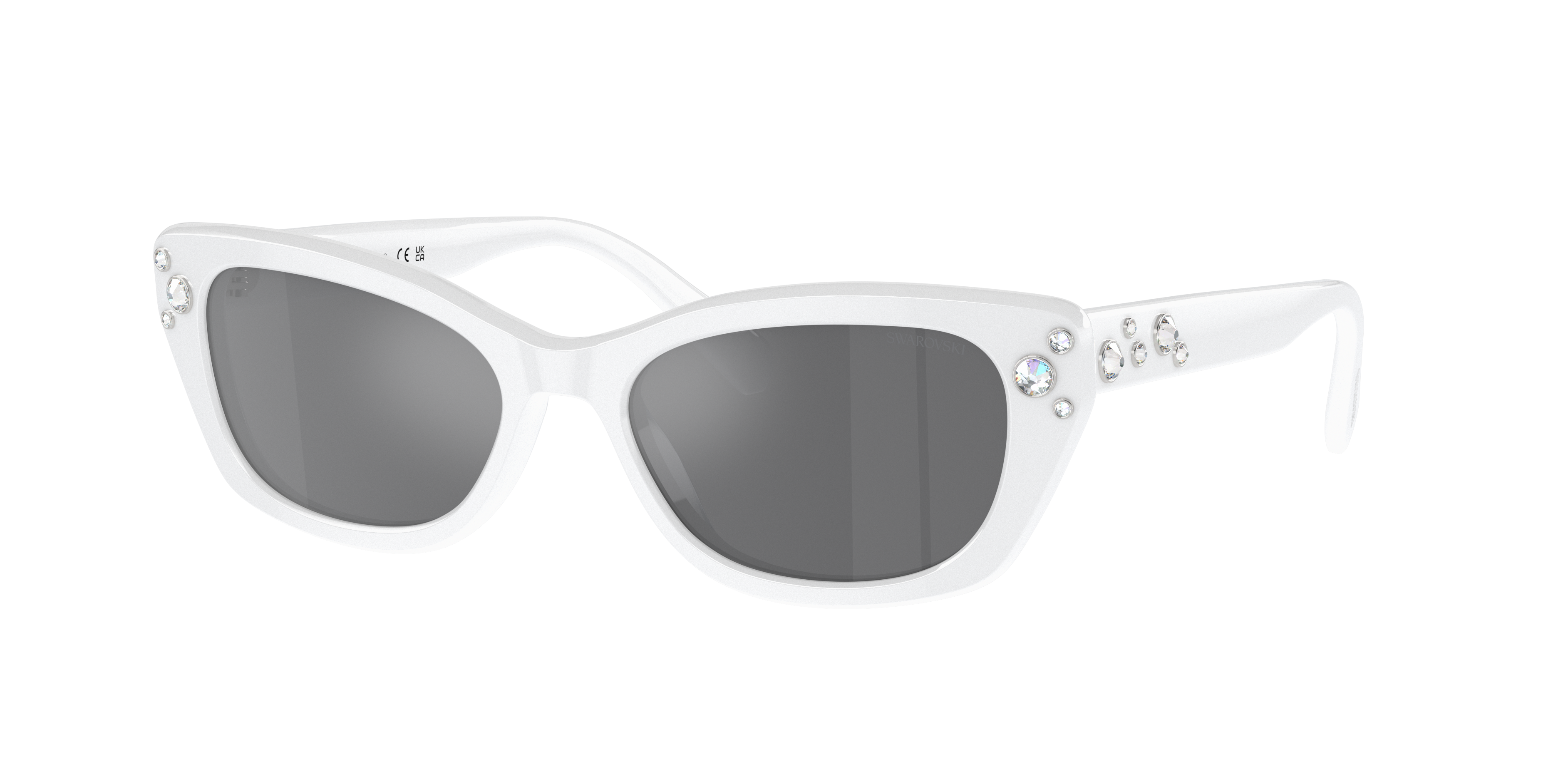 SWAROVSKI SK6019 Milky White - Women Sunglasses, Grey Mirror Black Lens