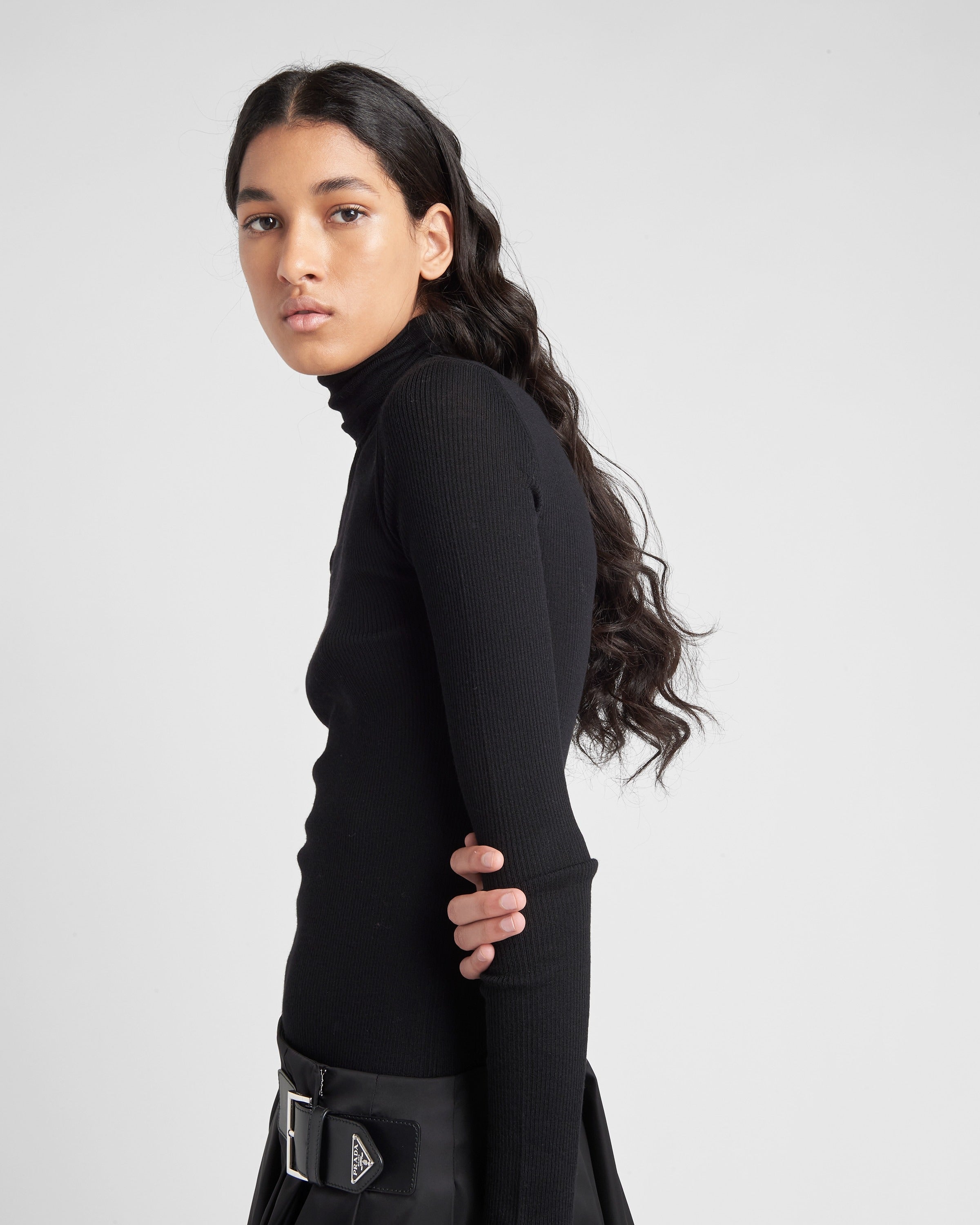 Superfine wool turtleneck sweater Black