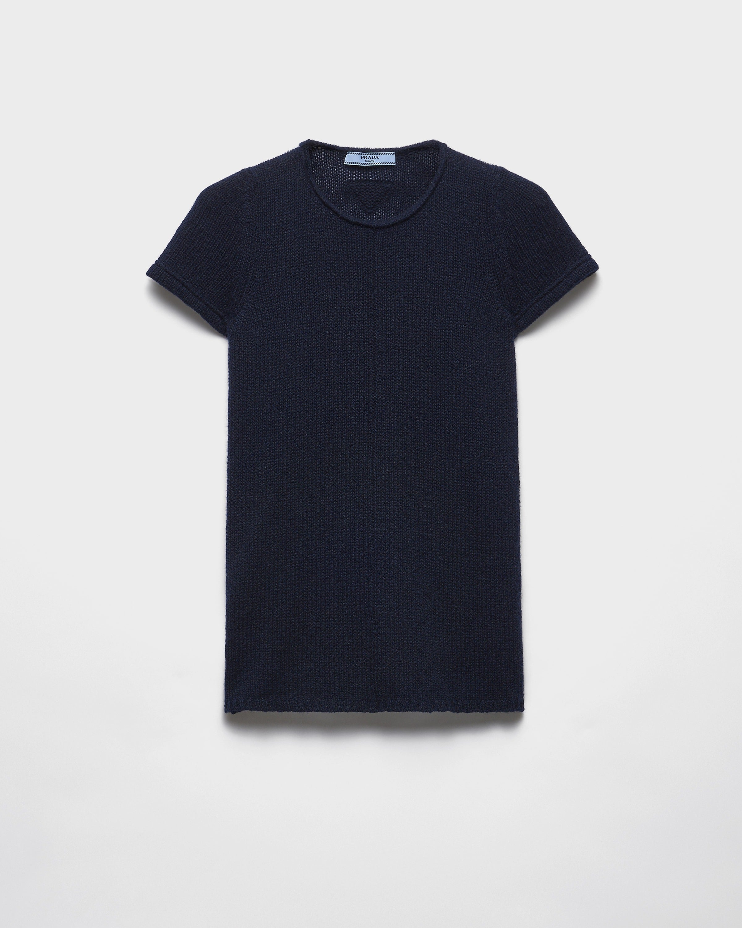Short-sleeved cashmere sweater Navy