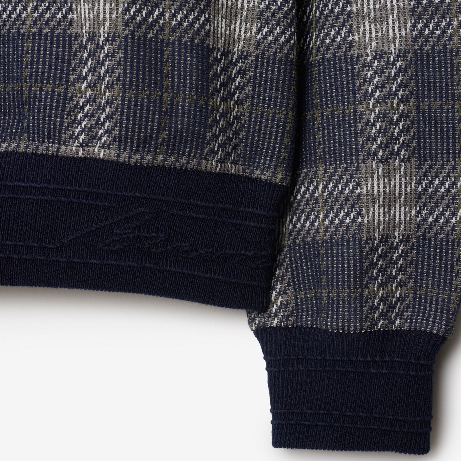 Check Cotton Blend Sweater - Indigo