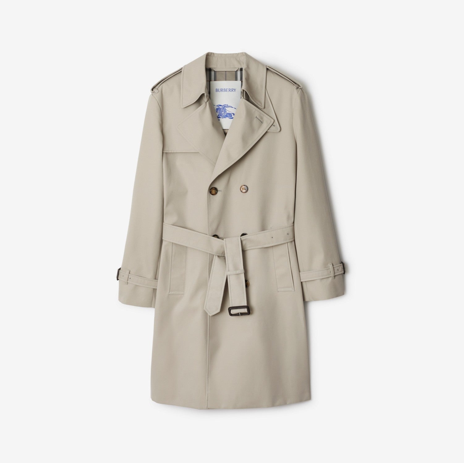 Long Cotton Blend Trench Coat - Heron