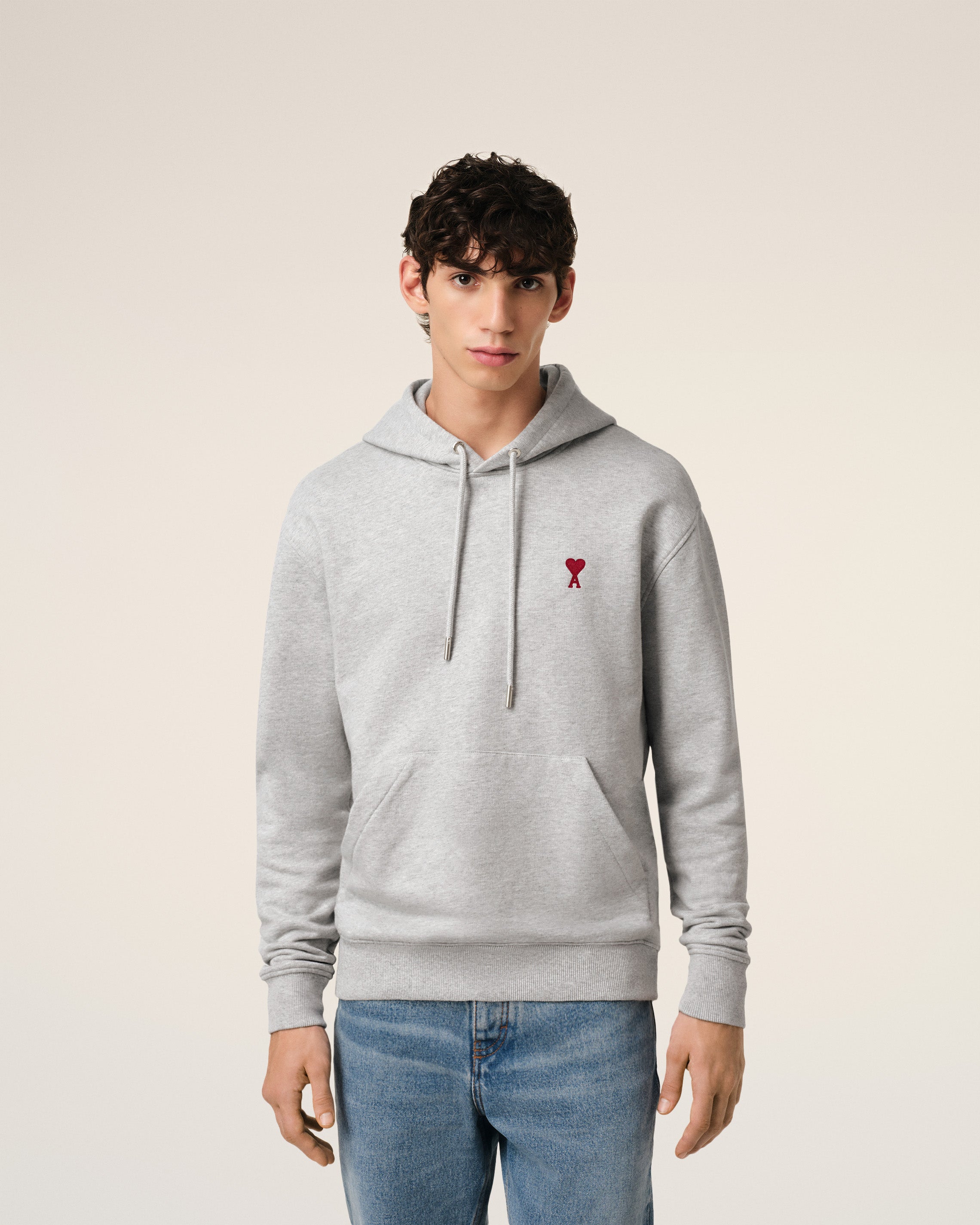 GREY COTTON AMI DE COEUR HOODIE HEATHER ASH GREY