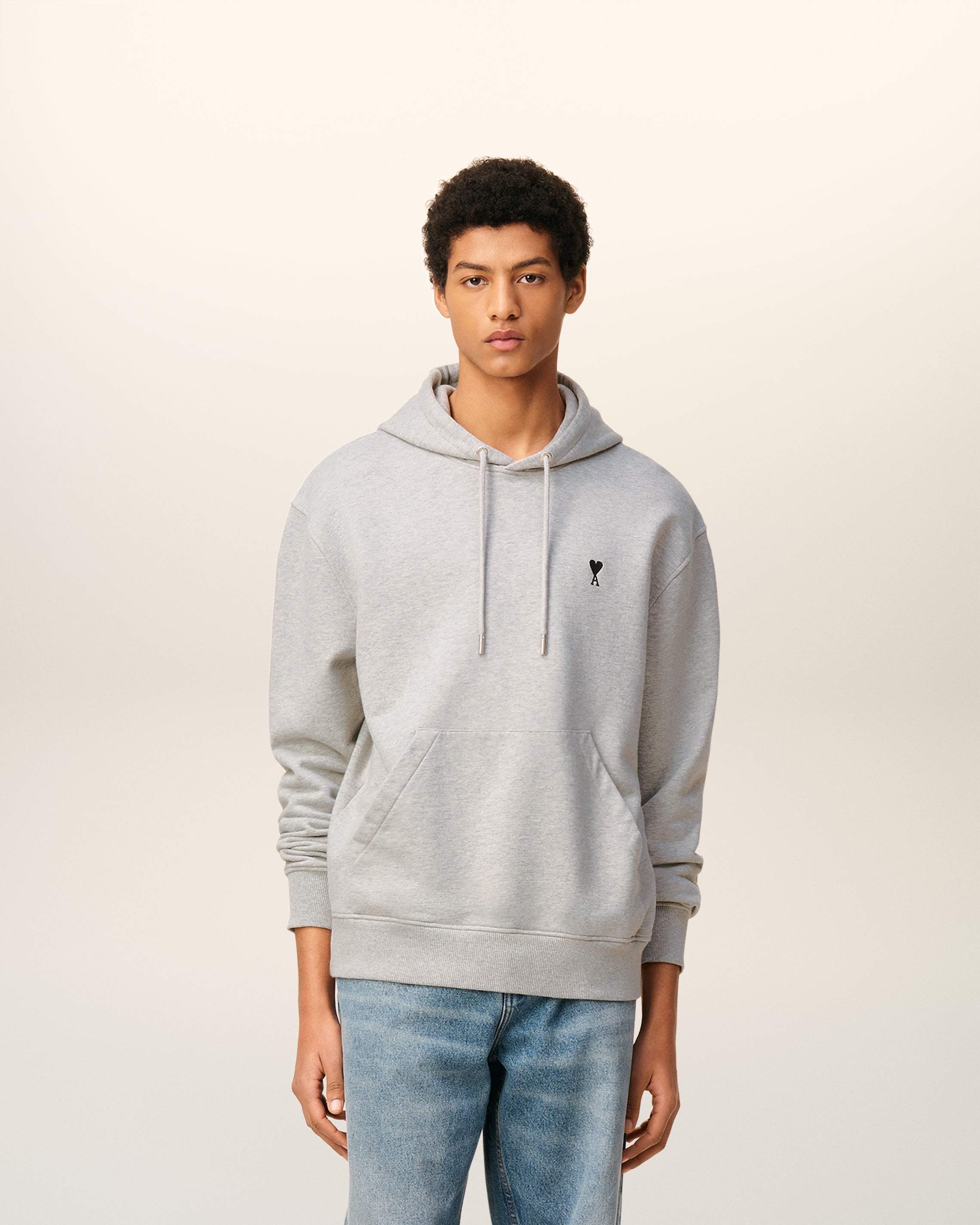 Grey Cotton Ami De Coeur Hoodie HEATHER ASH GREY