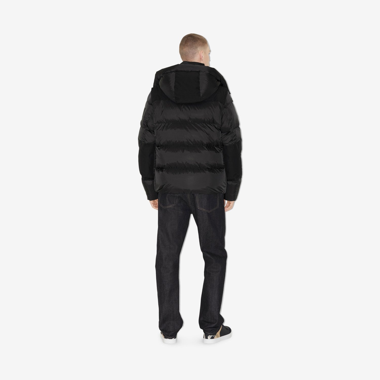 Detachable Sleeve Nylon Puffer Jacket - Black