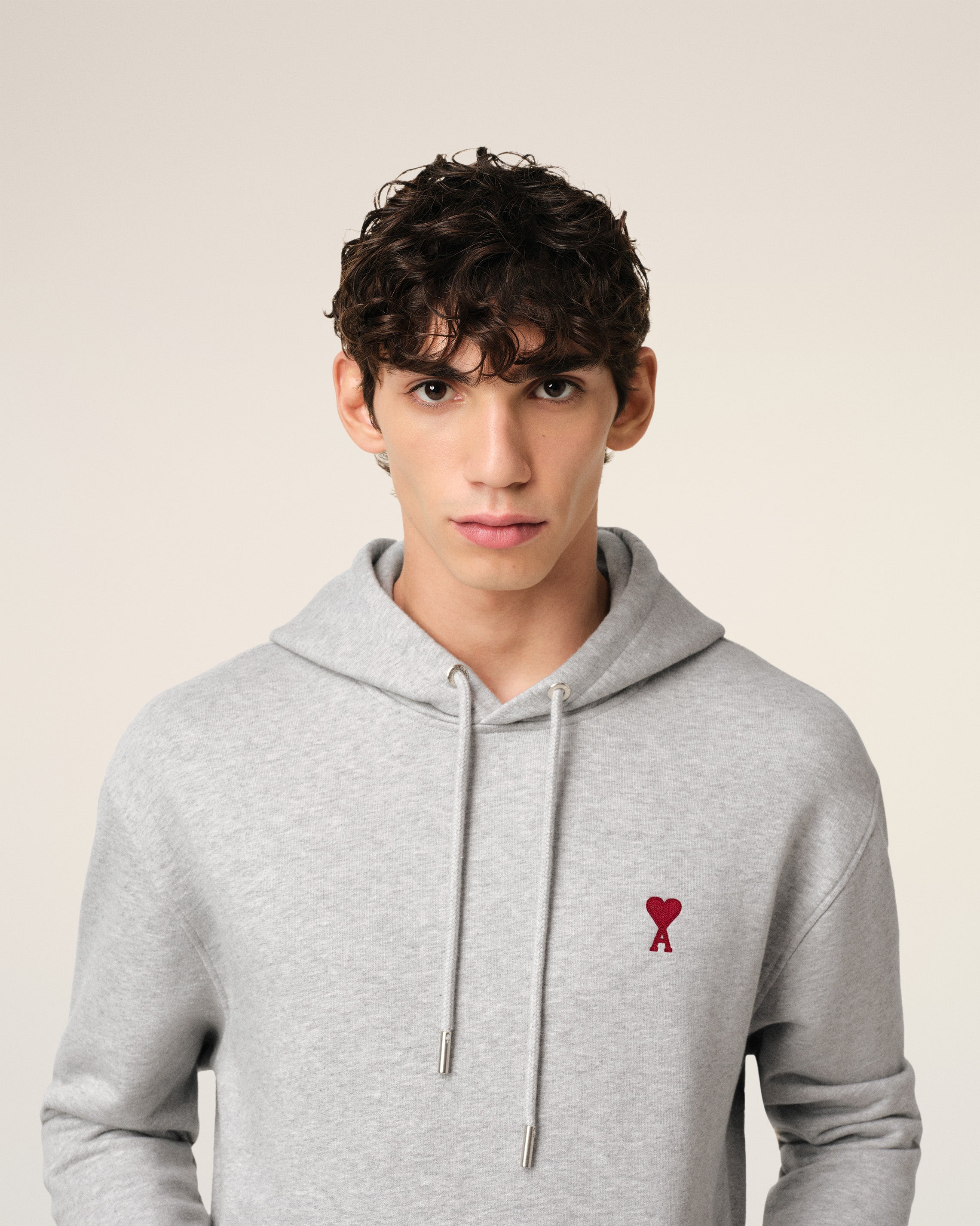 GREY COTTON AMI DE COEUR HOODIE HEATHER ASH GREY