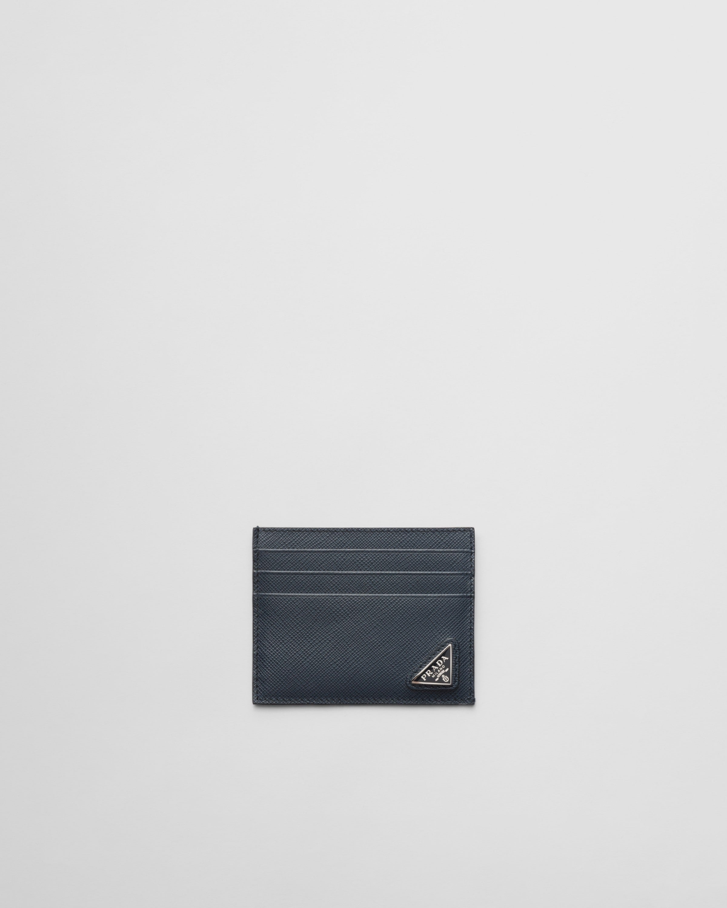 Saffiano leather card holder Baltic Blue