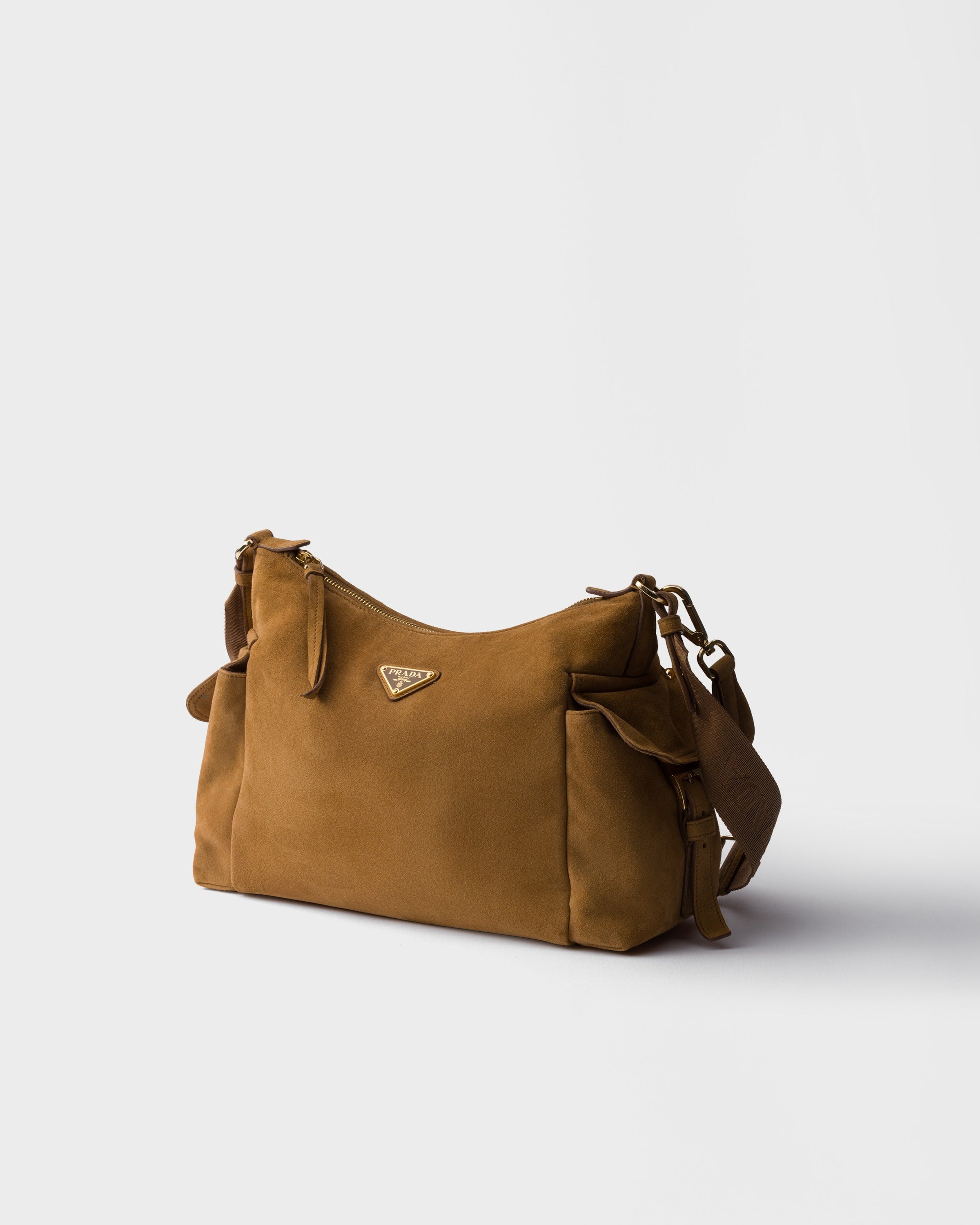 Large Prada Explore suede bag Cinnamon