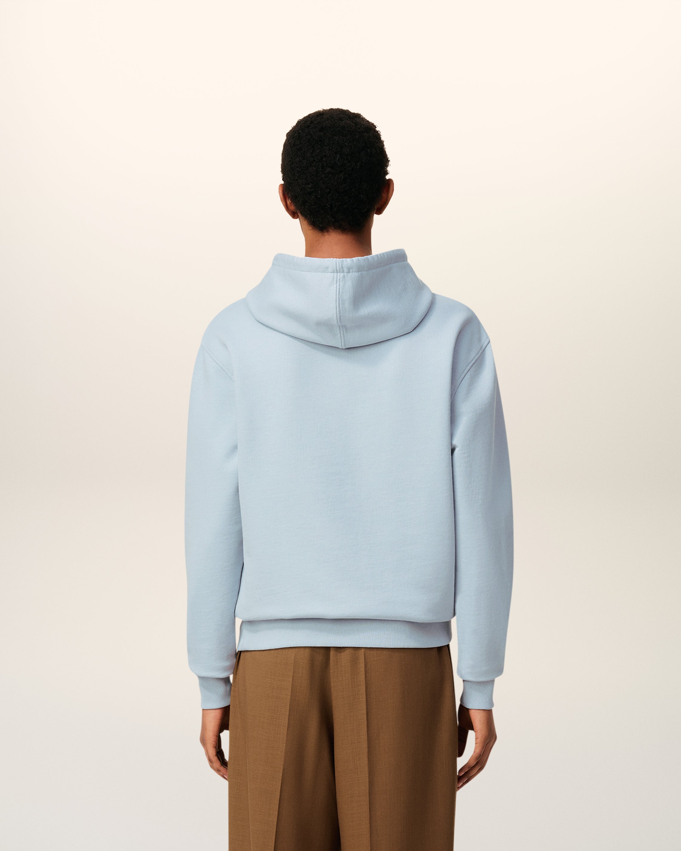 Blue Cotton Contrasted Ami De Coeur Hoodie SKY