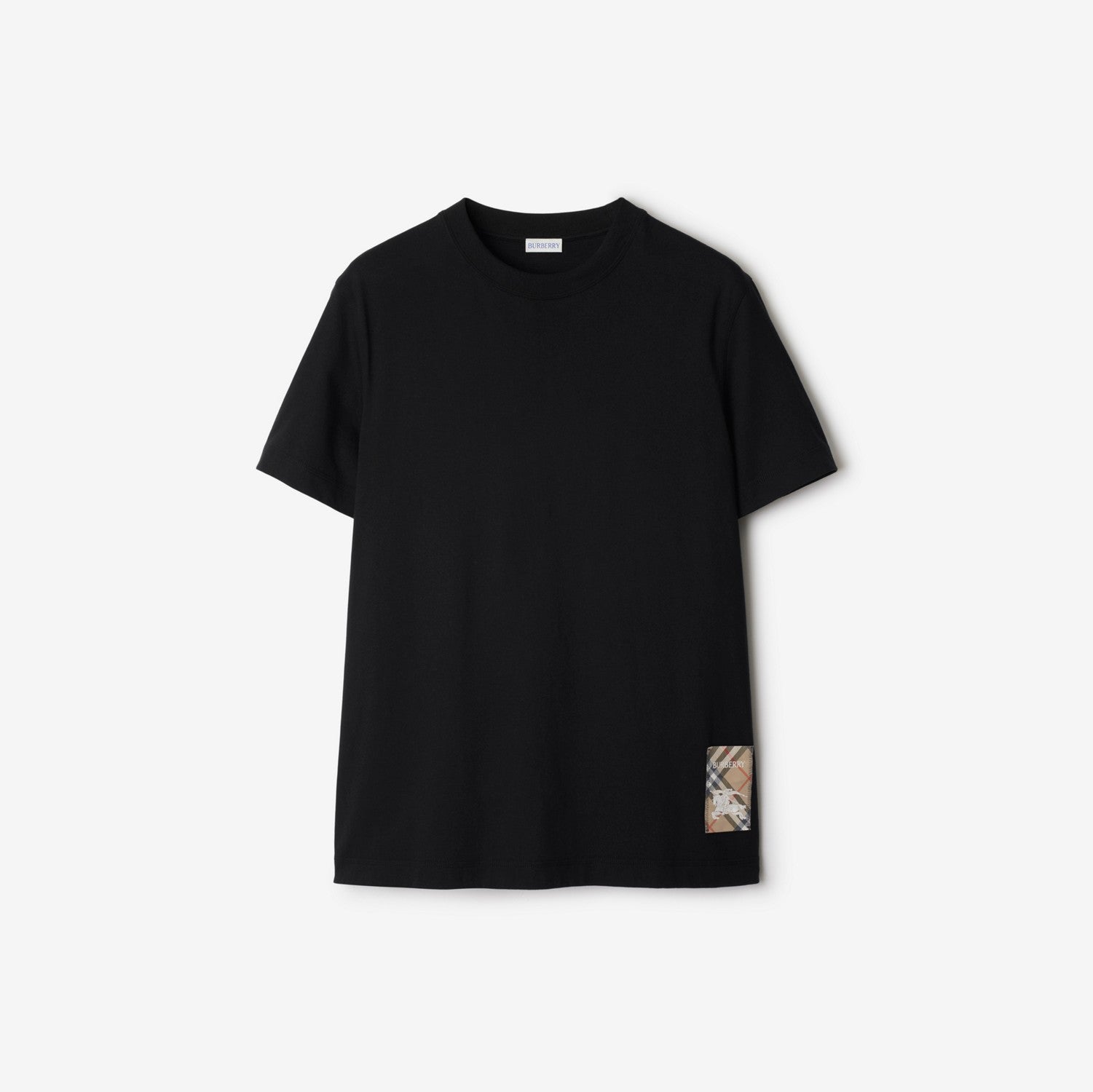 Check Label Cotton T-shirt - Black