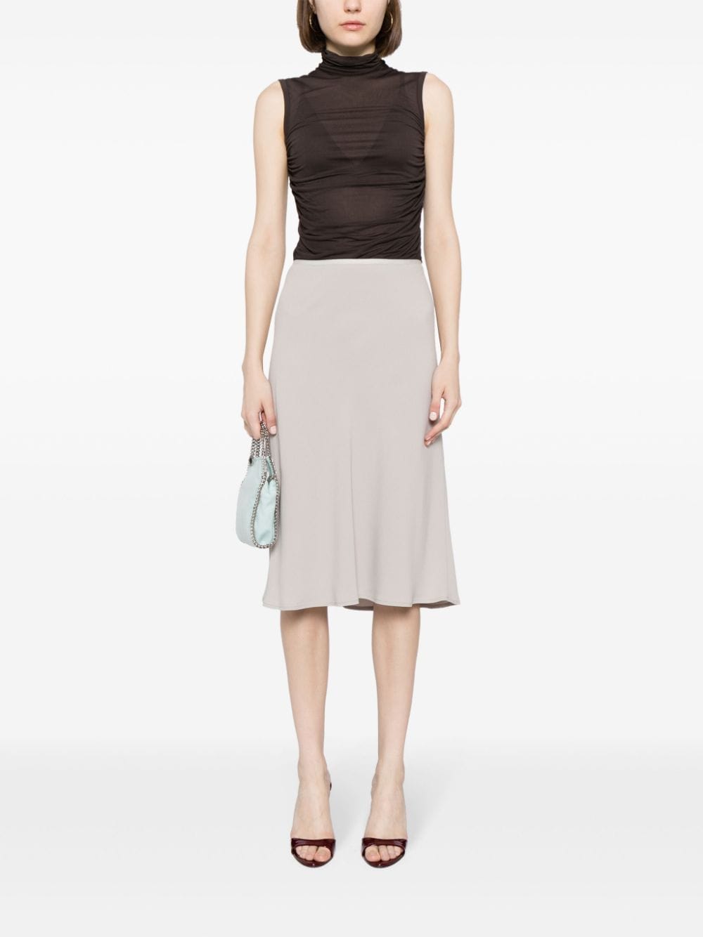 AMI Paris Elasticated Crepe Midi Skirt