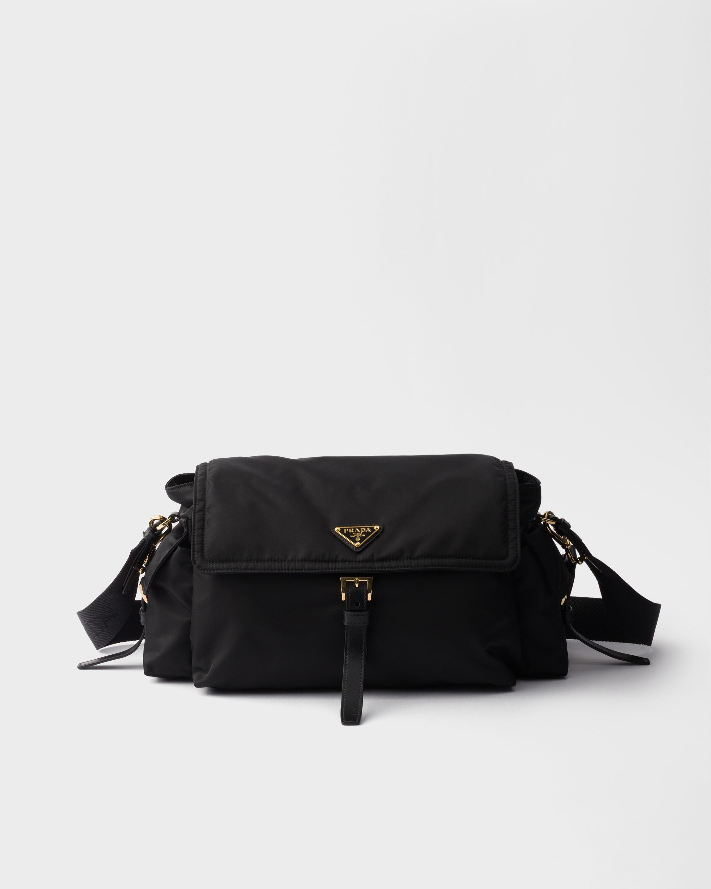 Prada Explore large Re-Nylon shoulder bag with flap Black