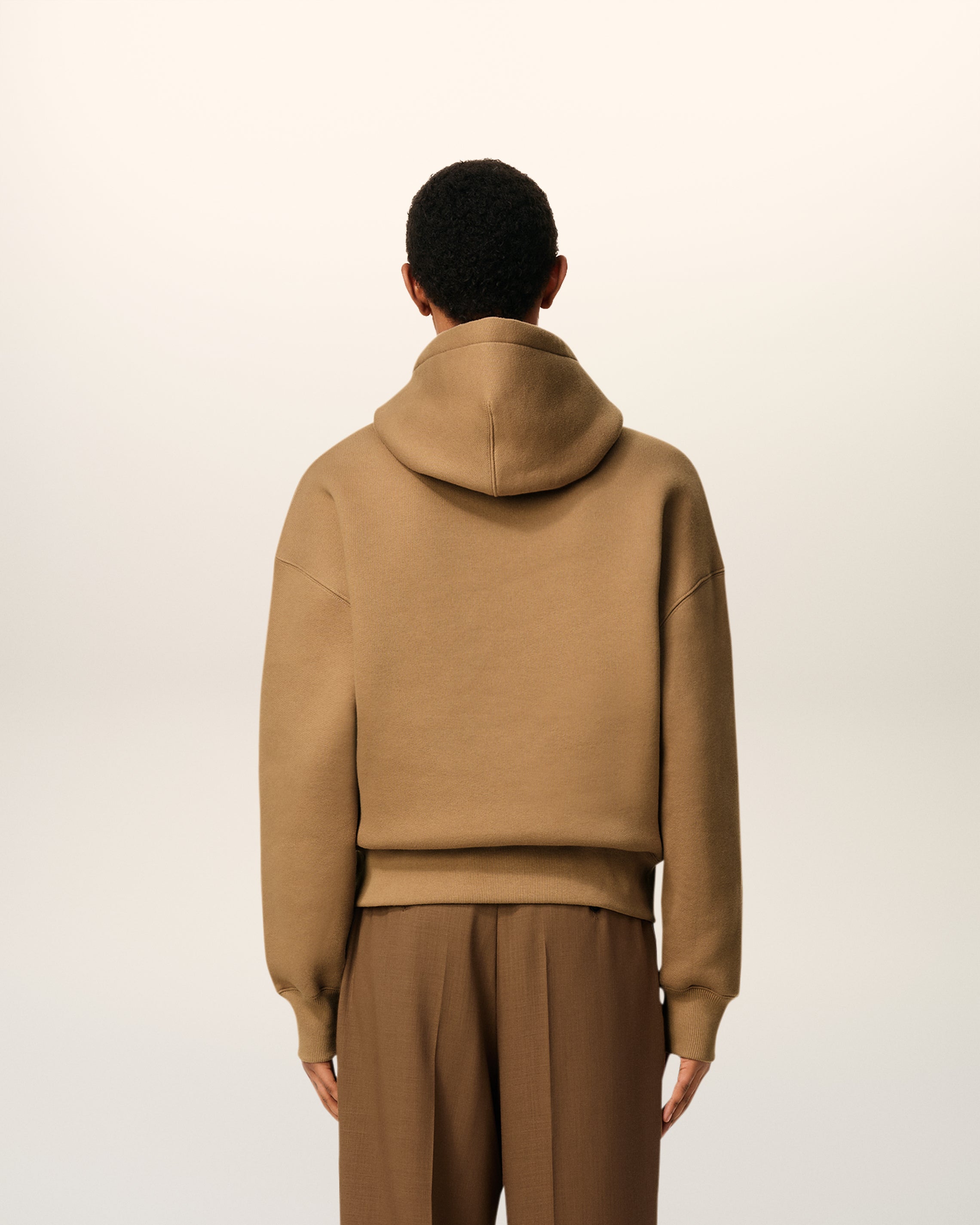 Brown Cotton Ami De Coeur Hoodie CAMEL