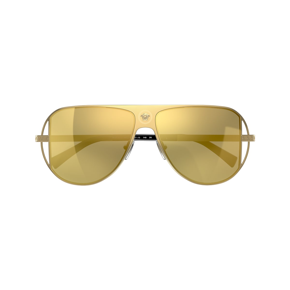 VERSACE VE2212 Gold - Men Luxury Sunglasses, Brown Mirror Gold Lens