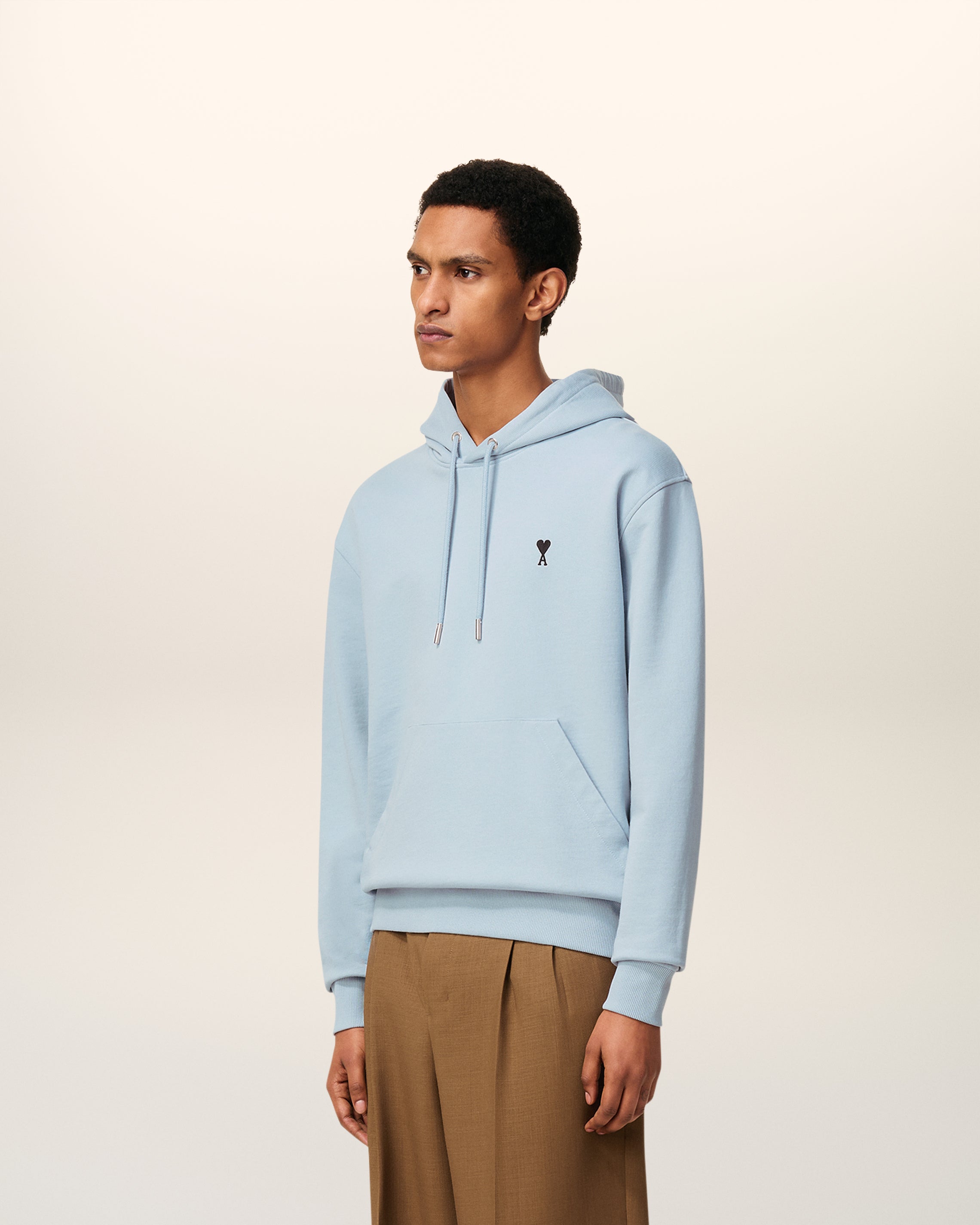 Blue Cotton Contrasted Ami De Coeur Hoodie SKY
