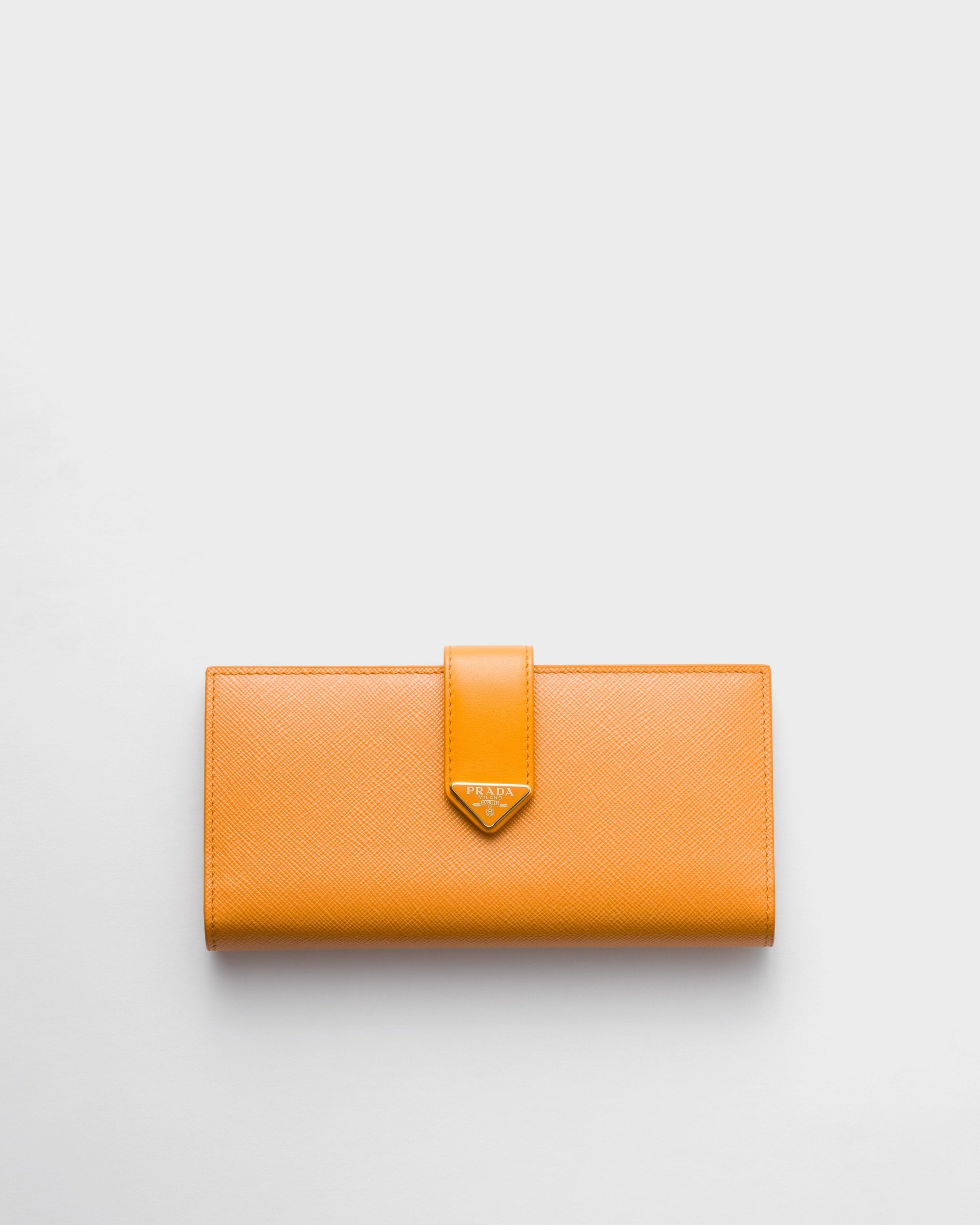 Large Saffiano and smooth leather wallet Amber