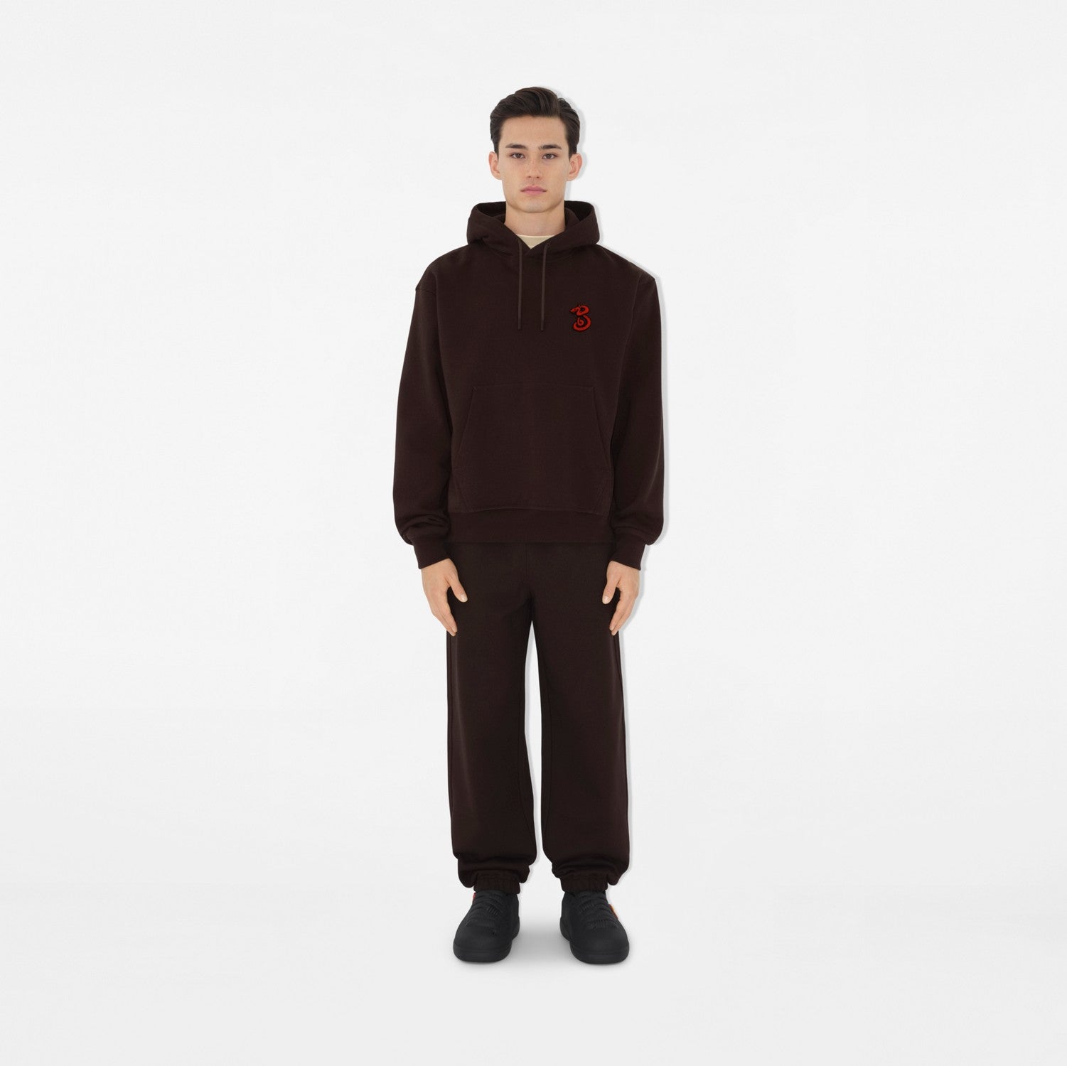 B Snake Cotton Hoodie - Peat