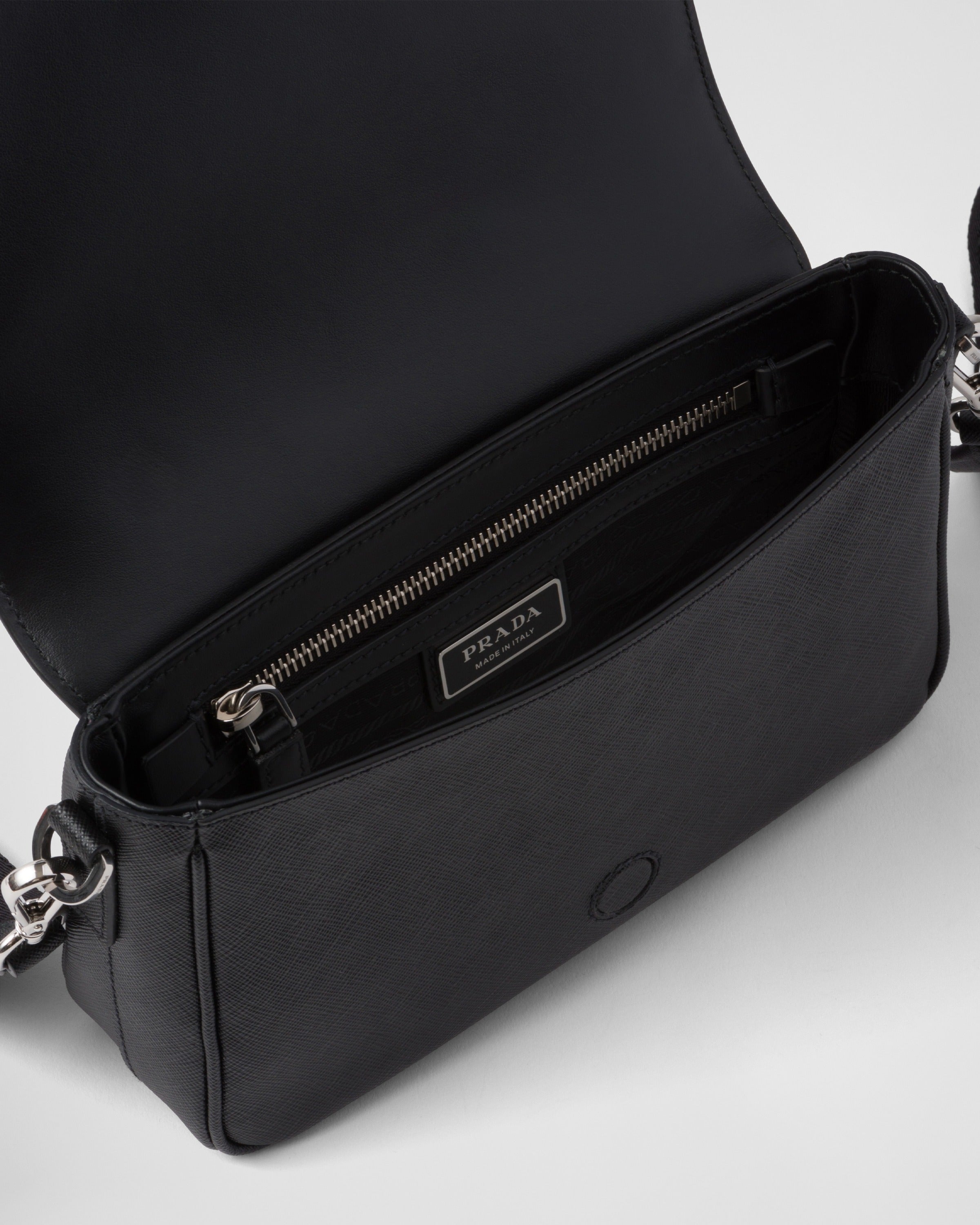 Saffiano leather shoulder bag Black