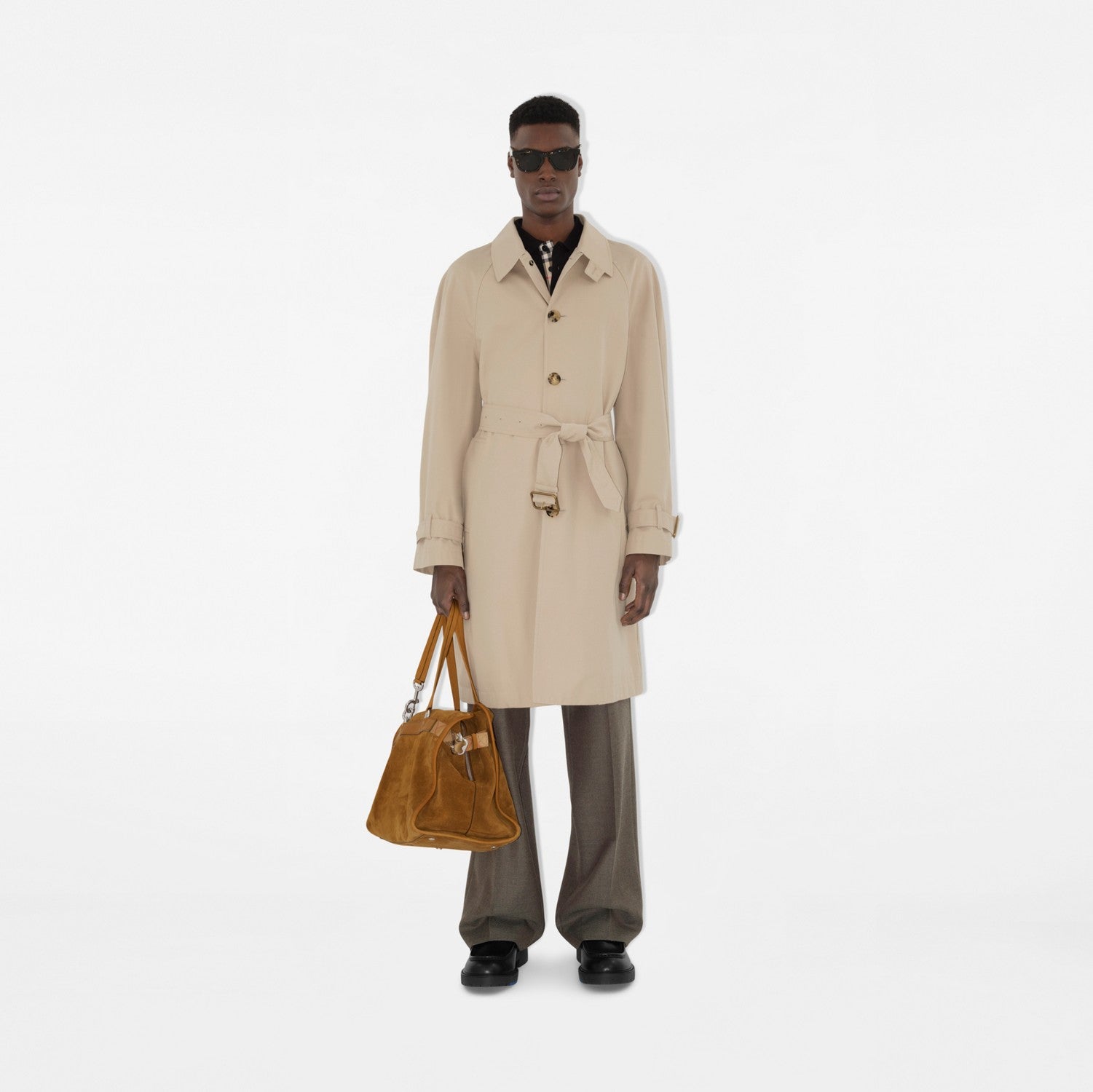 Long Gabardine Car Coat - Fossil