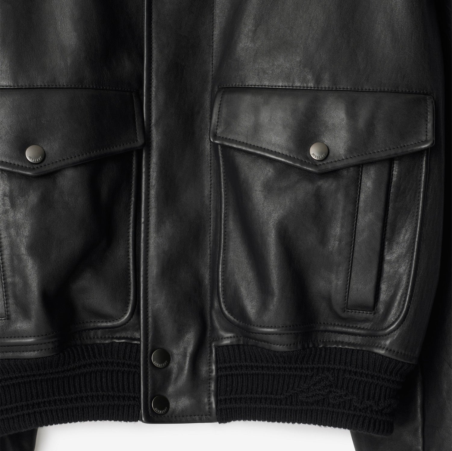 Leather Bomber Jacket - Black