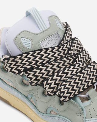 LEATHER CURB SNEAKERS - PALE BLUE