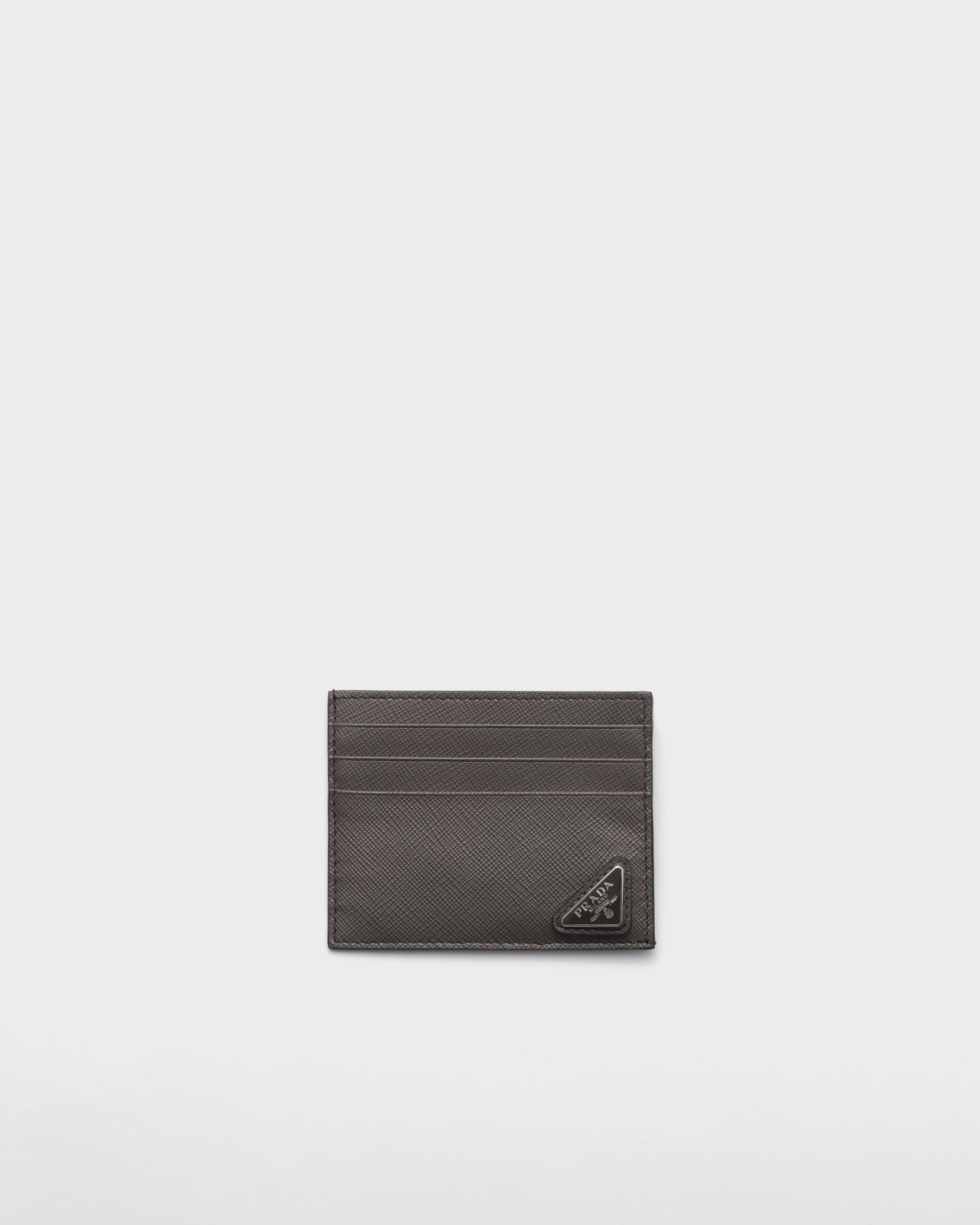 Saffiano leather card holder Smoky Gray