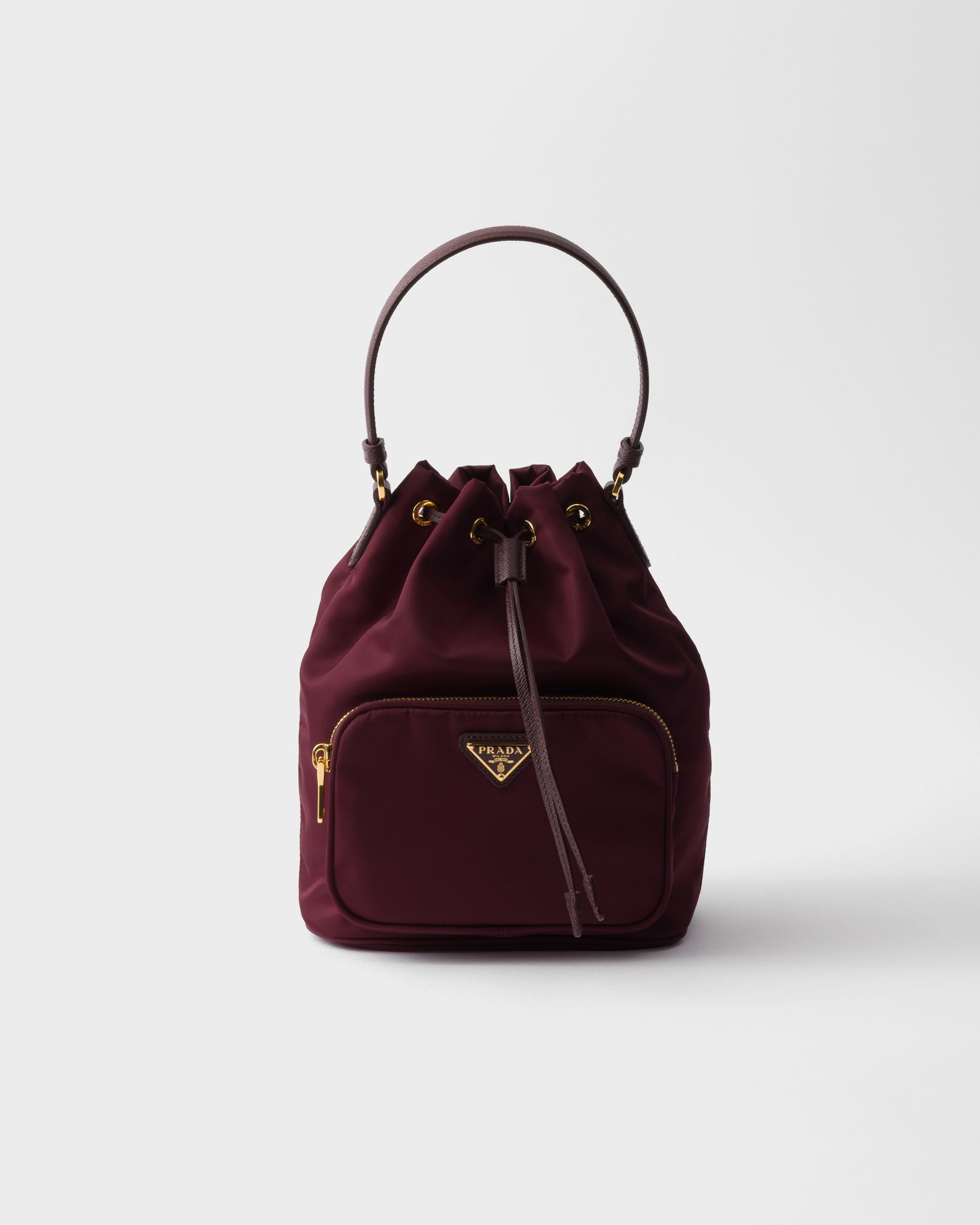 Prada Duet Re-Nylon bucket bag Burgundy
