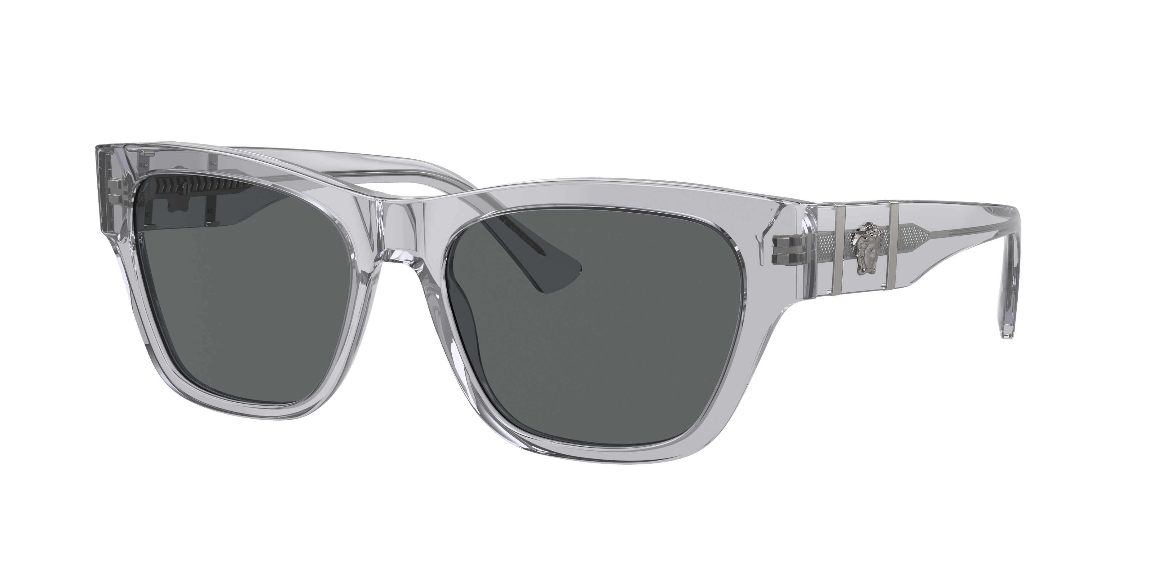 VERSACE VE4457F Grey Transparent - Men Luxury Sunglasses, Dark Grey Lens