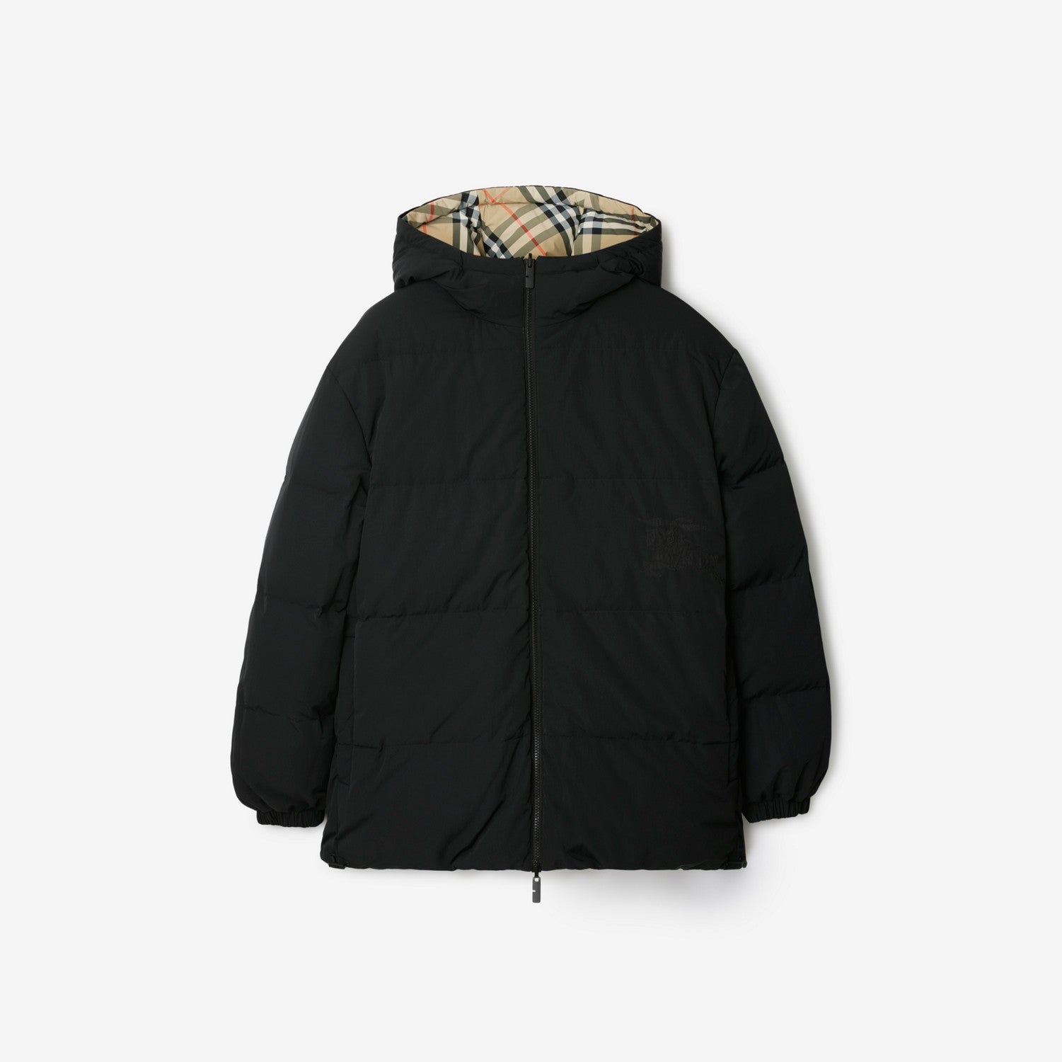 Reversible Check Nylon Puffer Jacket - Sand