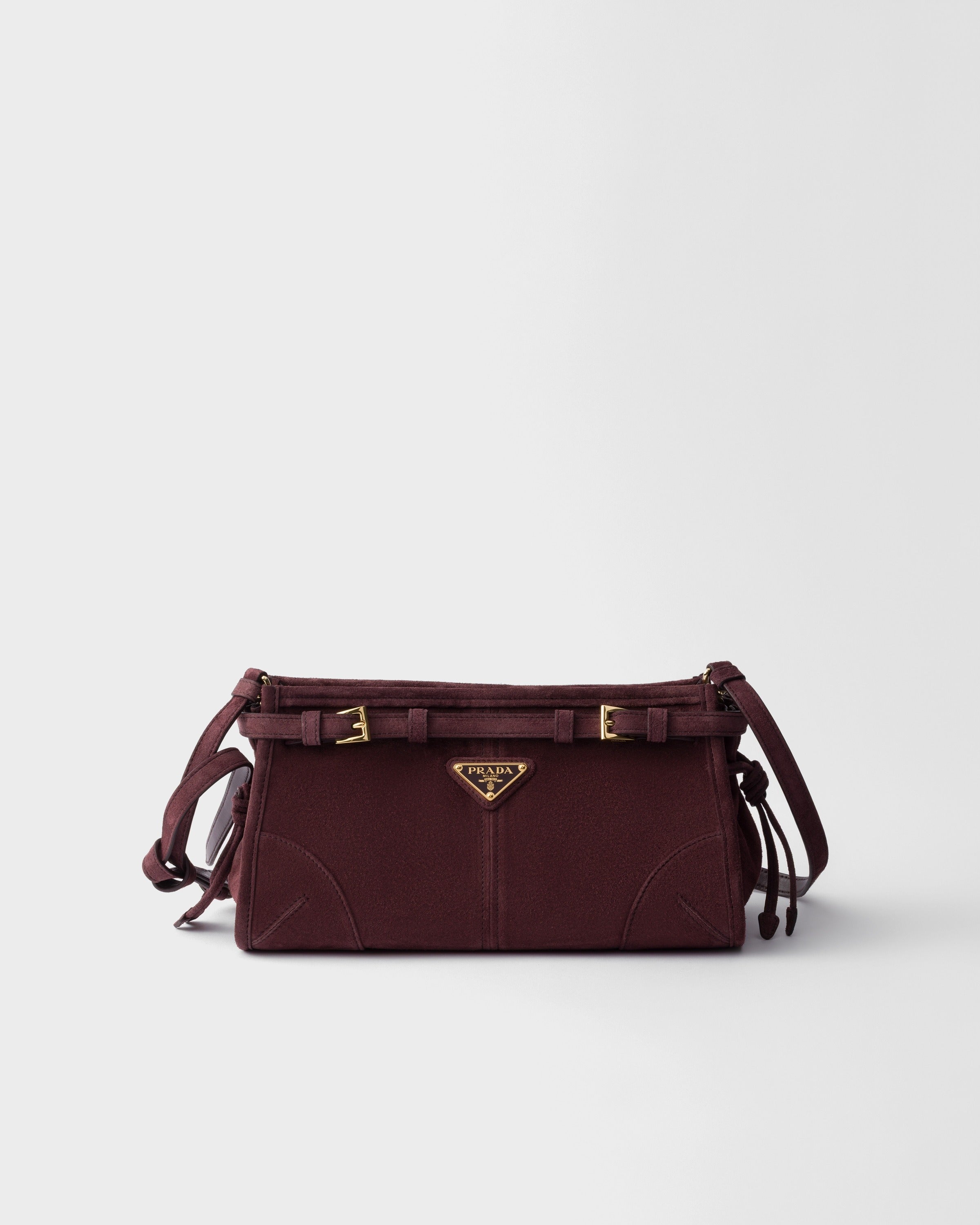 Small Prada Bonnie suede shoulder bag Burgundy
