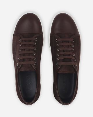 DBB1 LEATHER AND SUEDE SNEAKERS - ESPRESSO/WHITE