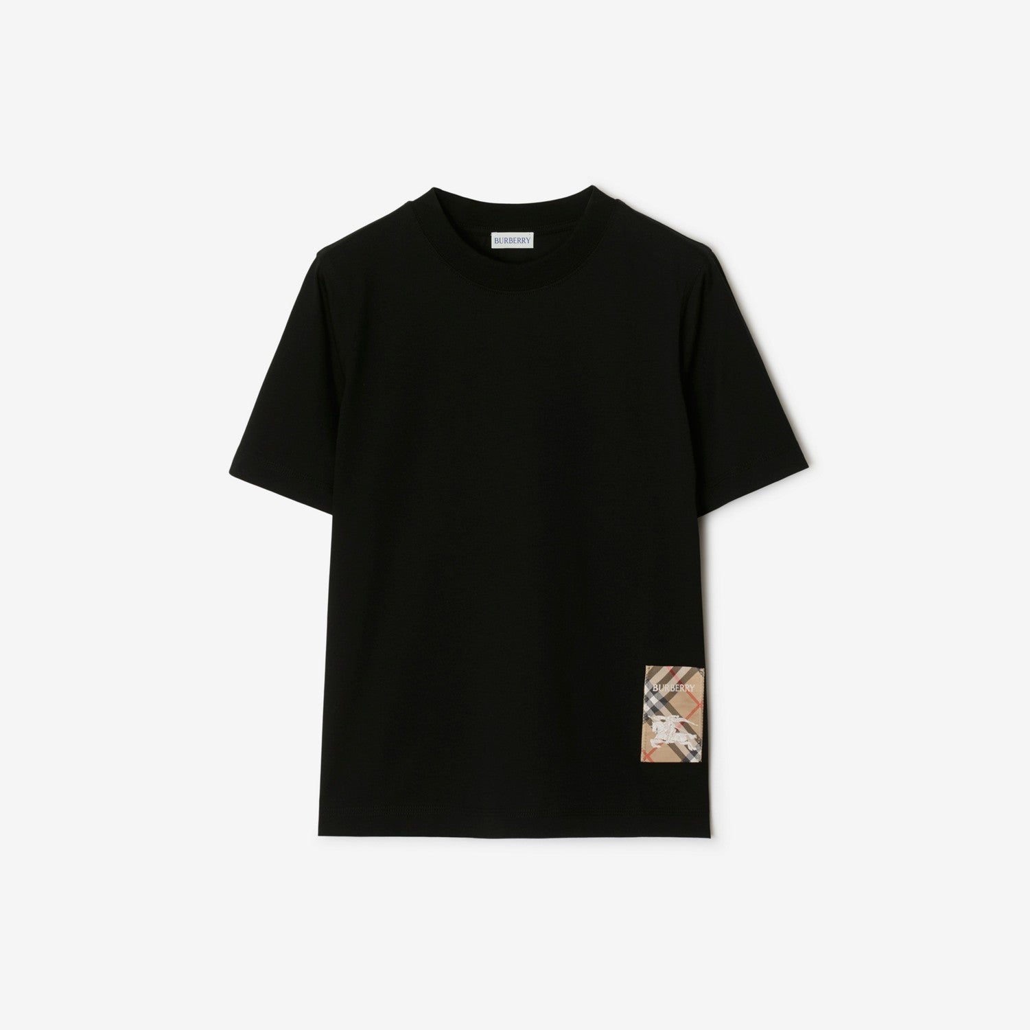 Check Label Cotton T-shirt - Black