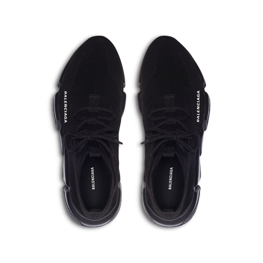 Speed Lace-Up Sneaker in black recycled knit and black sole unit