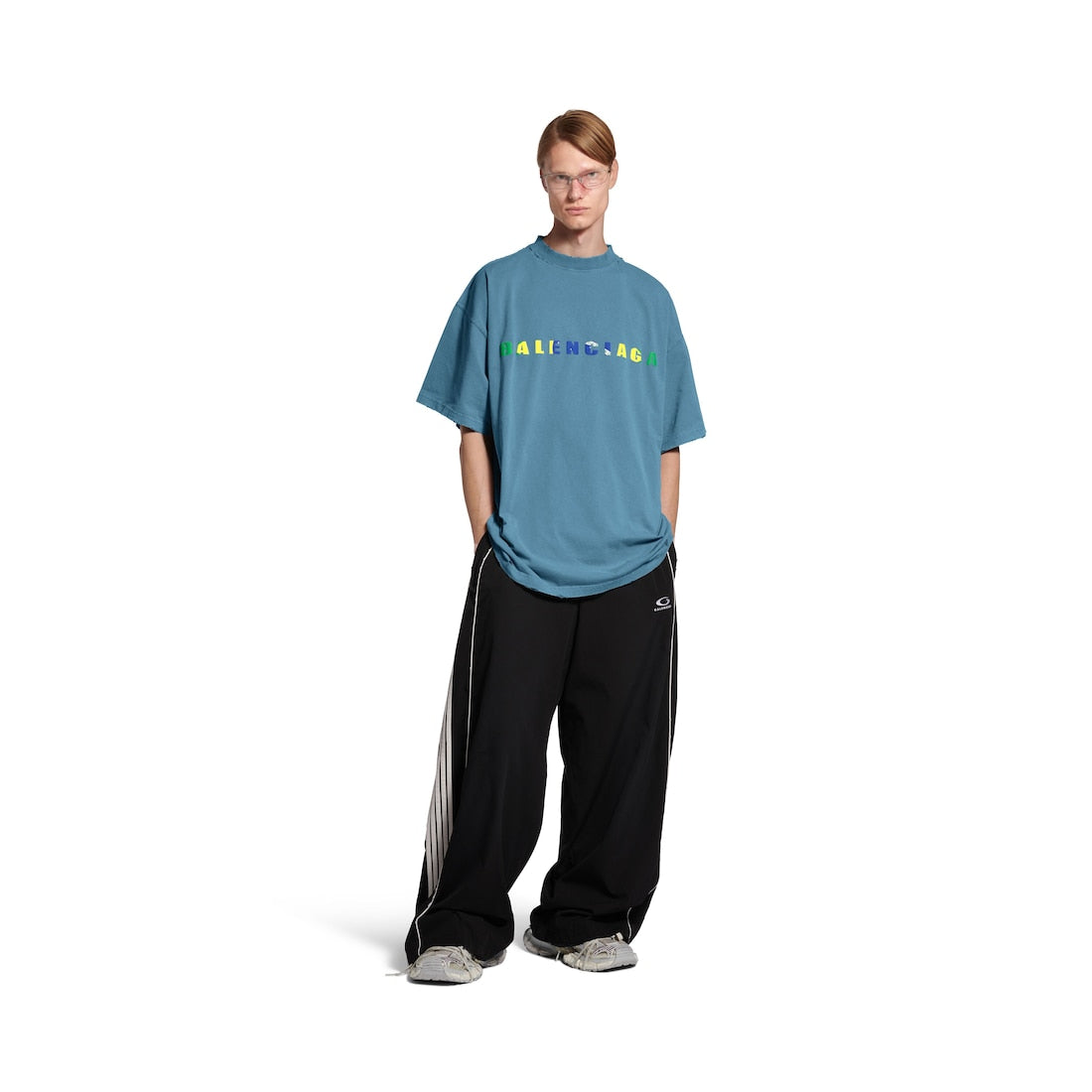 International T-shirt Oversized in Grey Blue