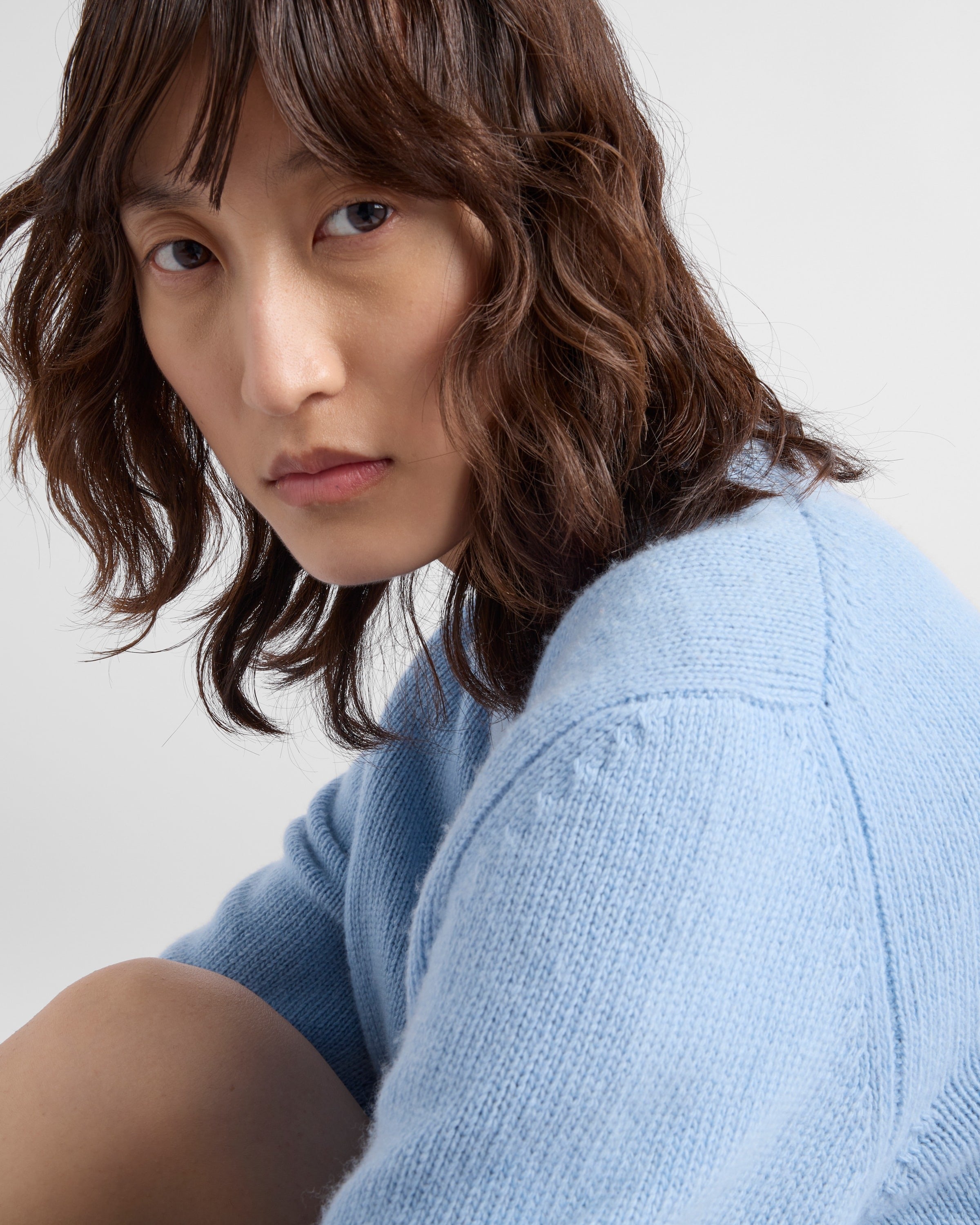 Wool and cashmere crew-neck sweater Sapphire Blue