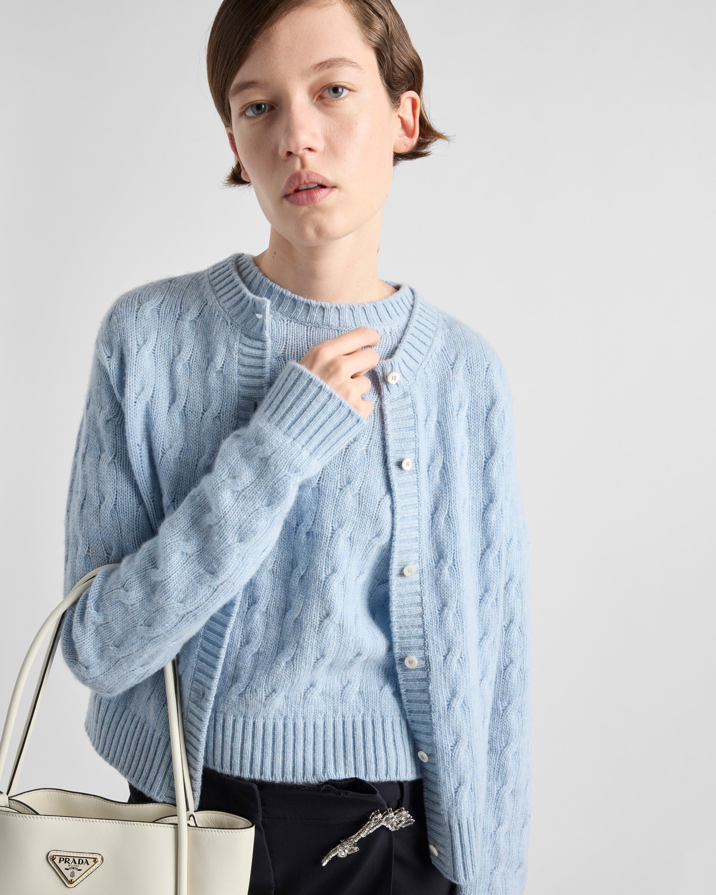 Cable-knit Re-Cashmere sweater Sapphire Blue