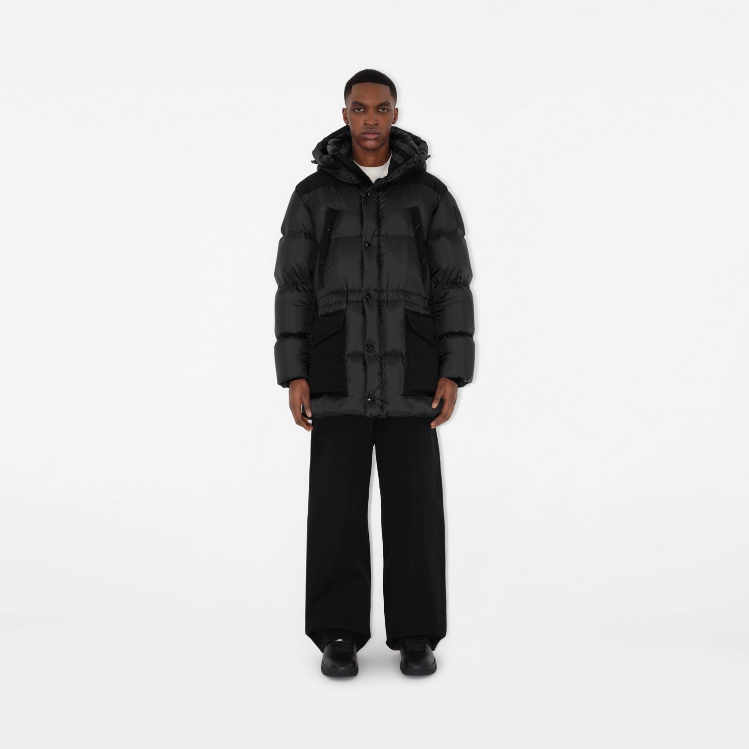 Nylon Puffer Coat - Charcoal grey