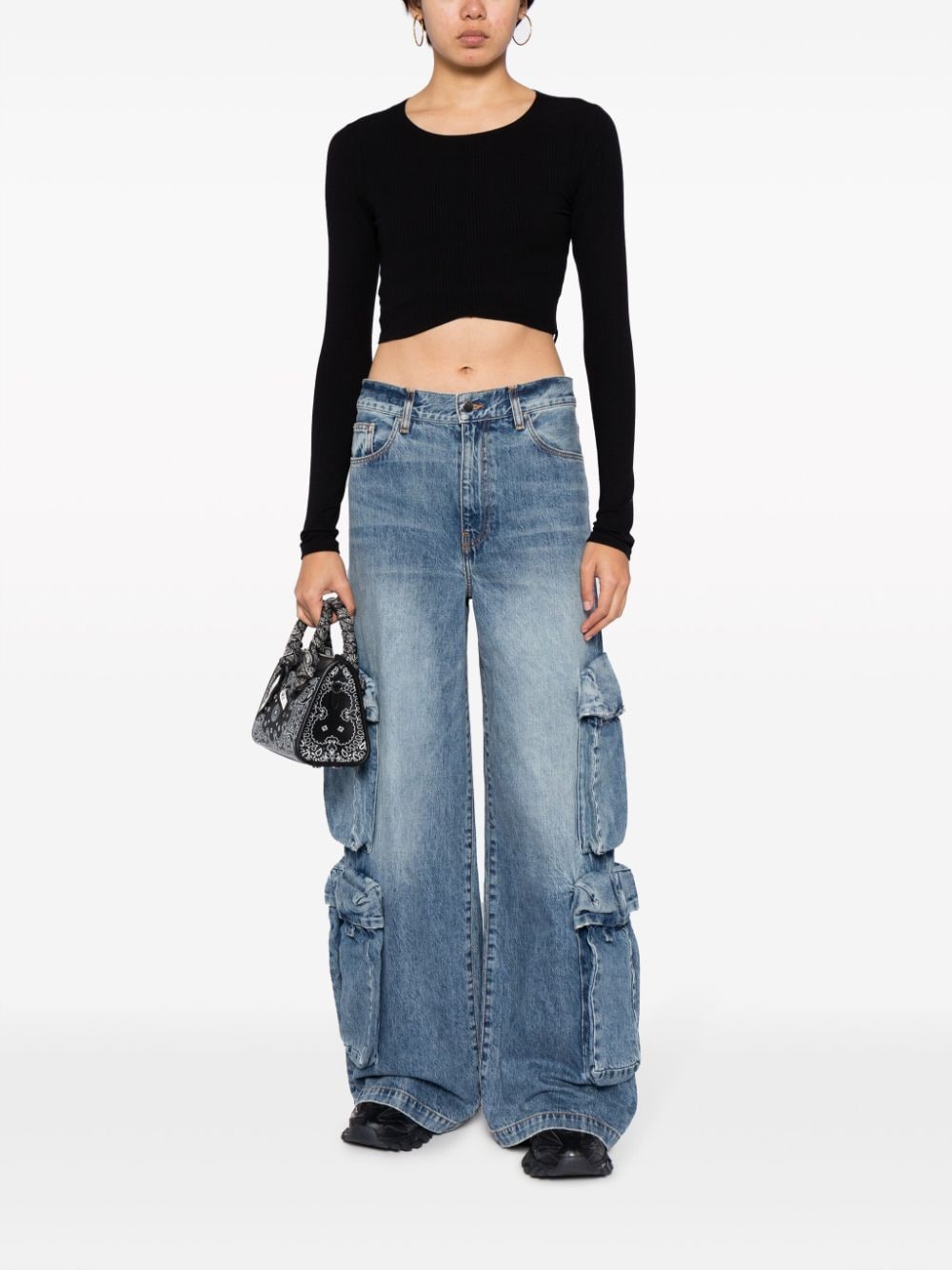 Baggy mid-rise wide-leg jeans