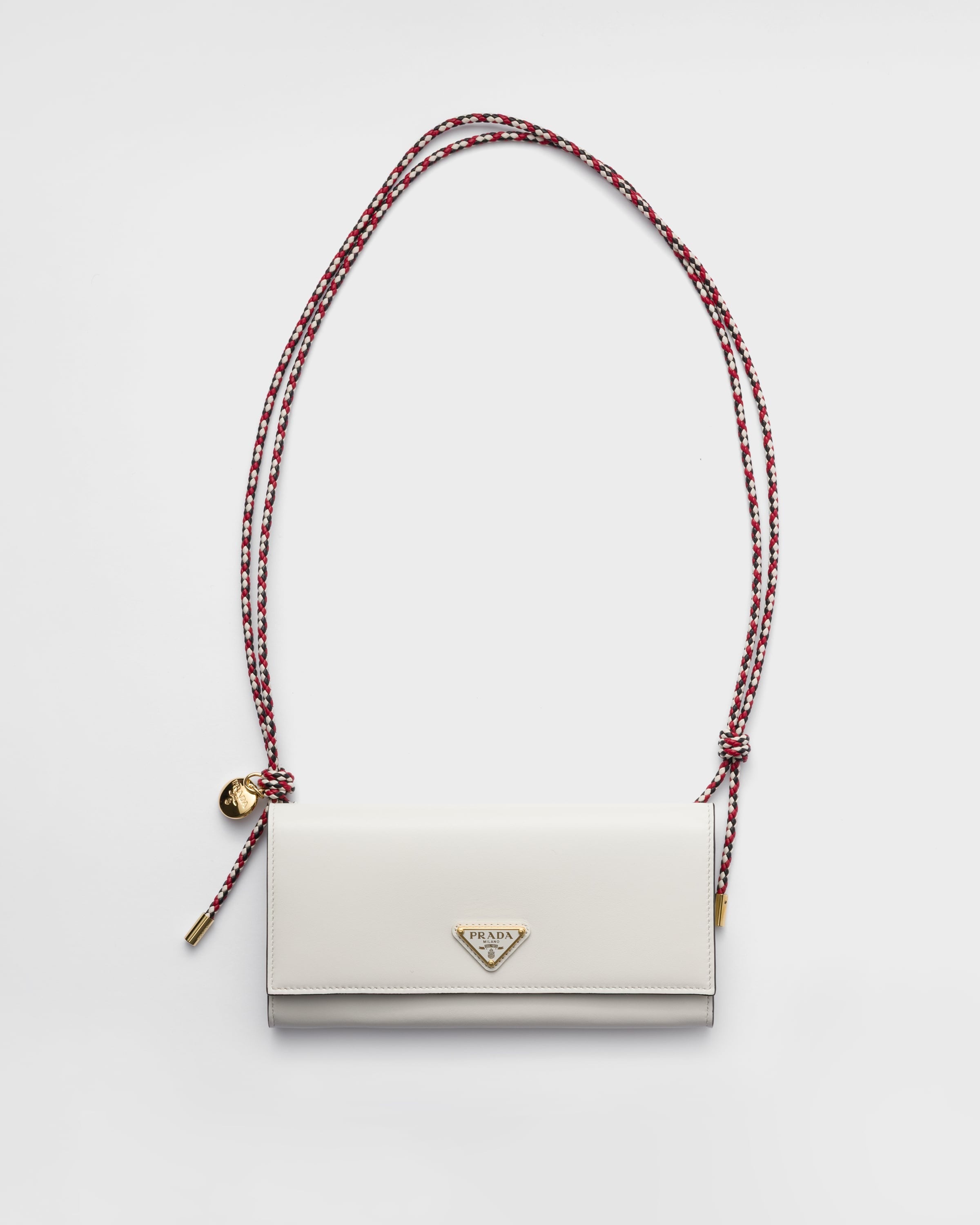 Wallet with leather shoulder strap White