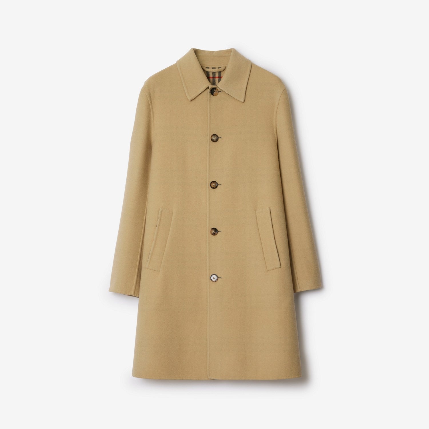 Mid-length Wool Car Coat - Flax/sand