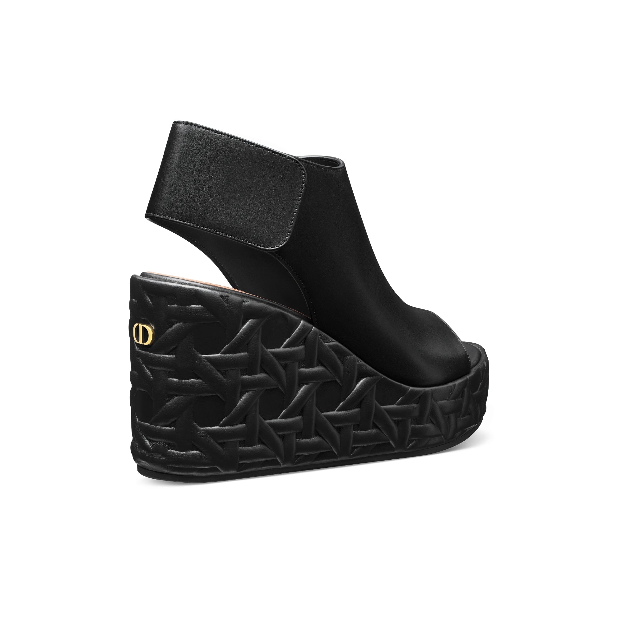 Attitude Dior Wedge Sandal - Black Calfskin