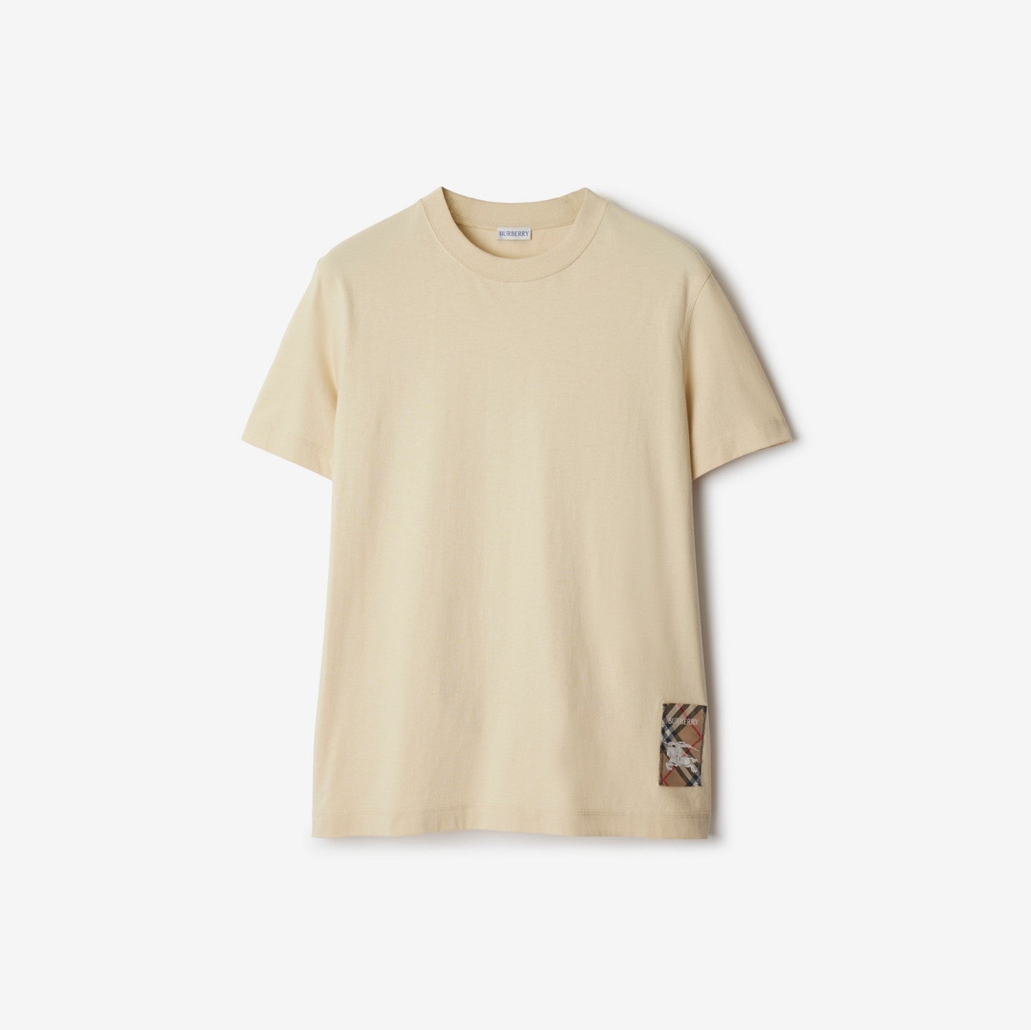 Check Label Cotton T-shirt - Nutmeg