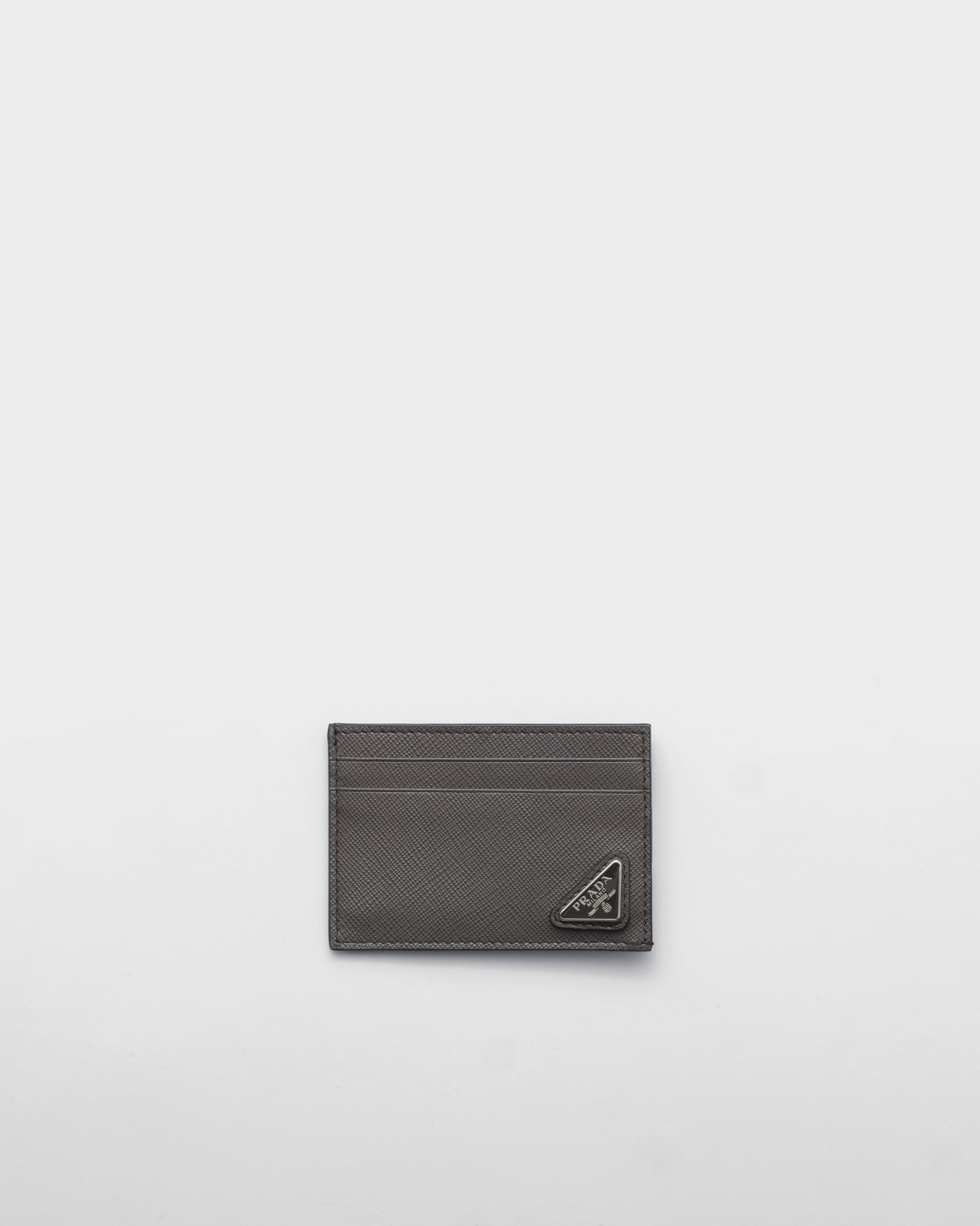 Saffiano Leather Card Holder Smoky Gray