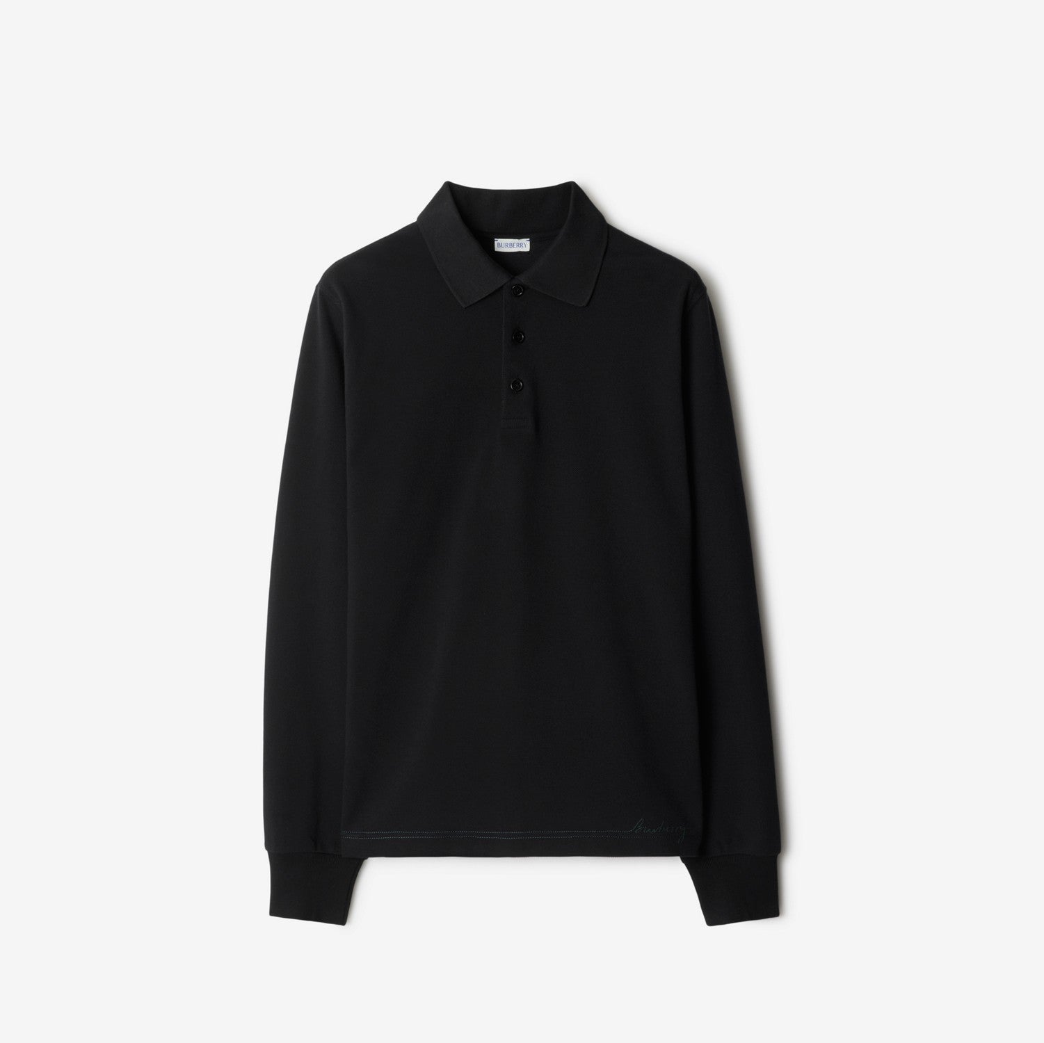 Long-sleeve Cotton Polo Shirt - Black