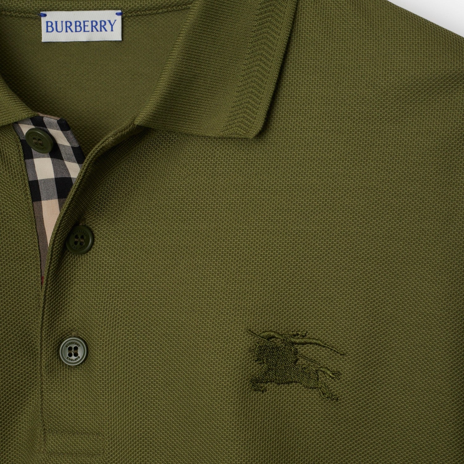 Long-sleeve Cotton Polo Shirt - Olive