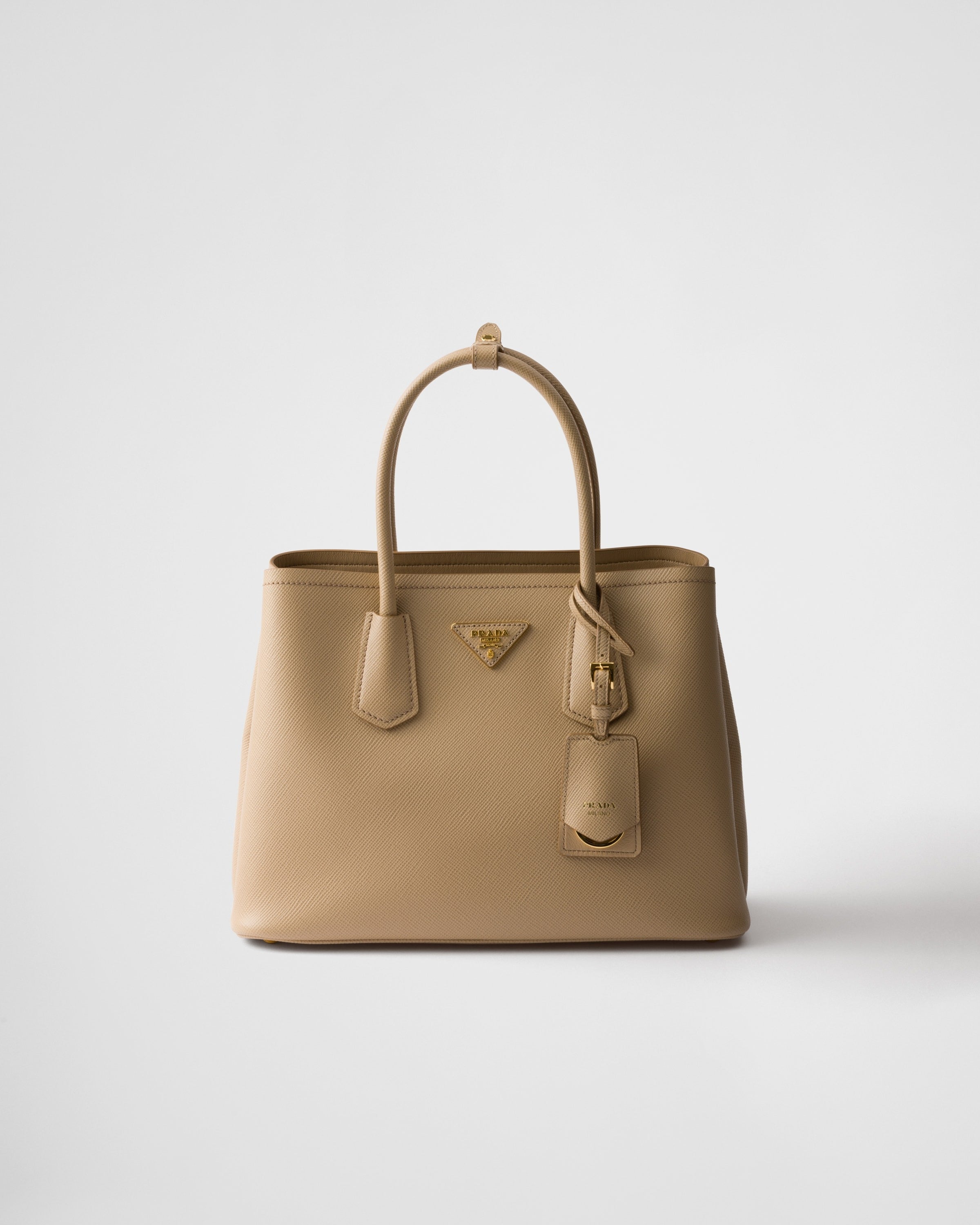 Medium Prada Double Saffiano leather bag Sand Beige