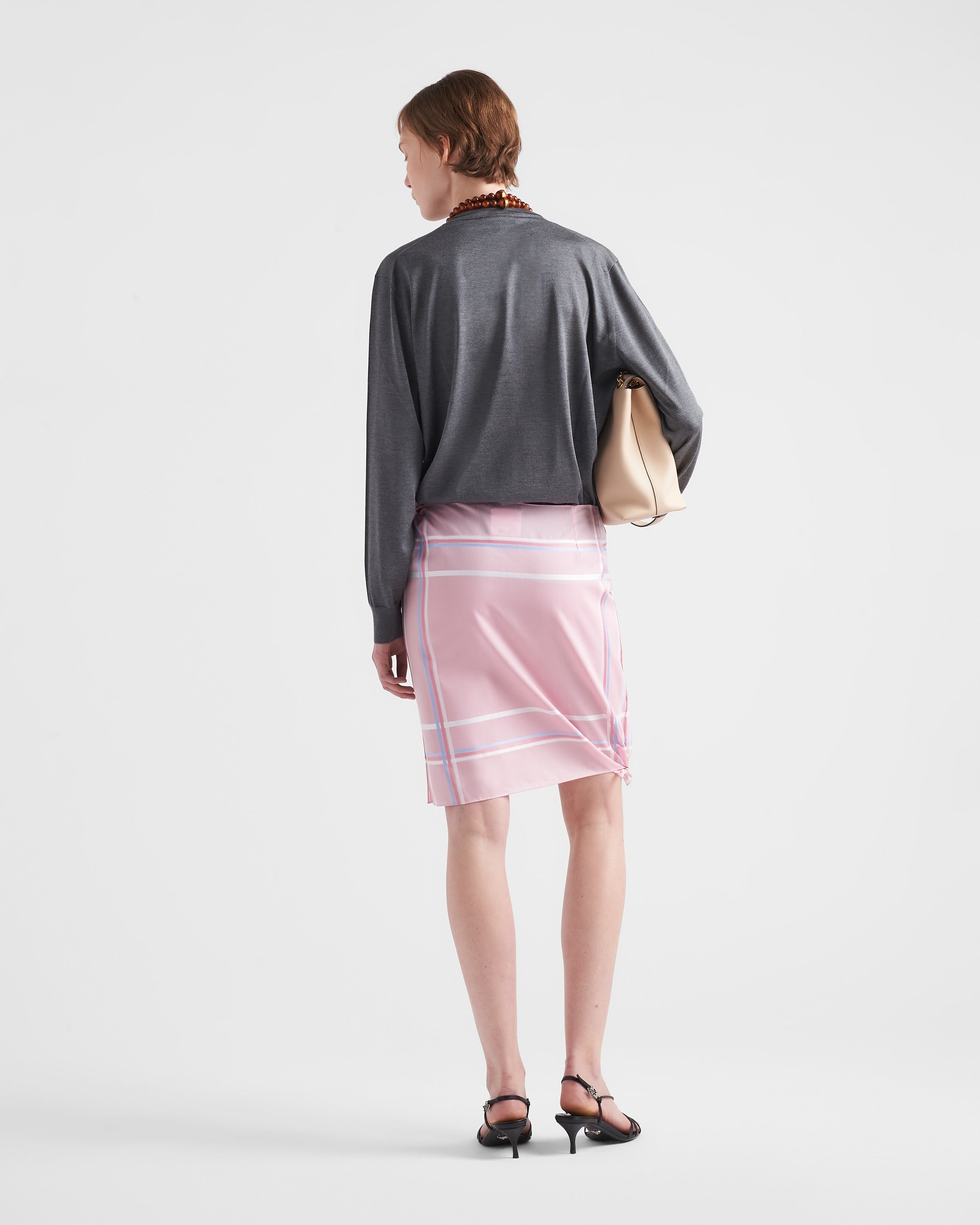 Long-sleeved silk polo shirt Slate Gray