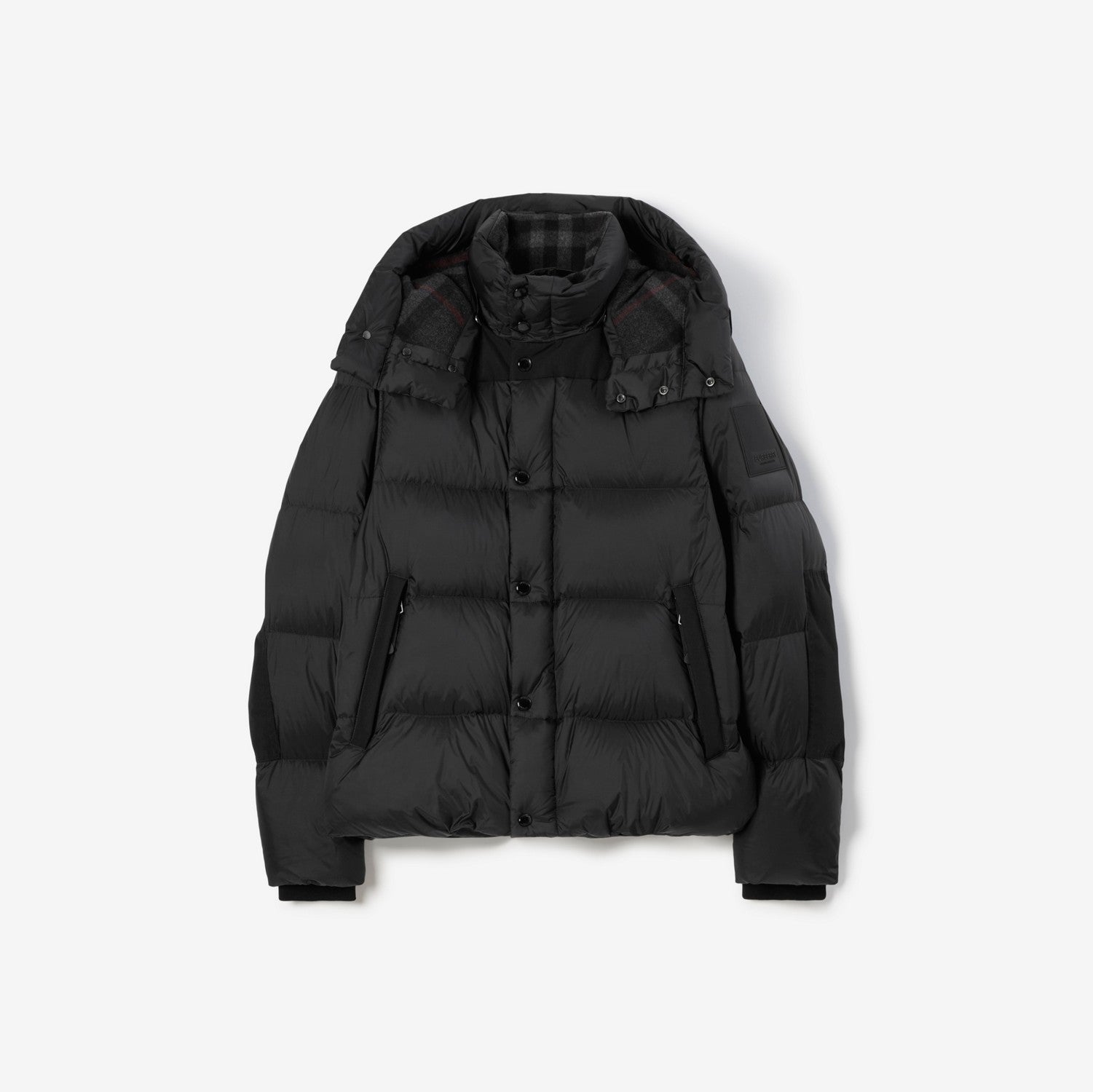 Detachable Sleeve Nylon Puffer Jacket - Black