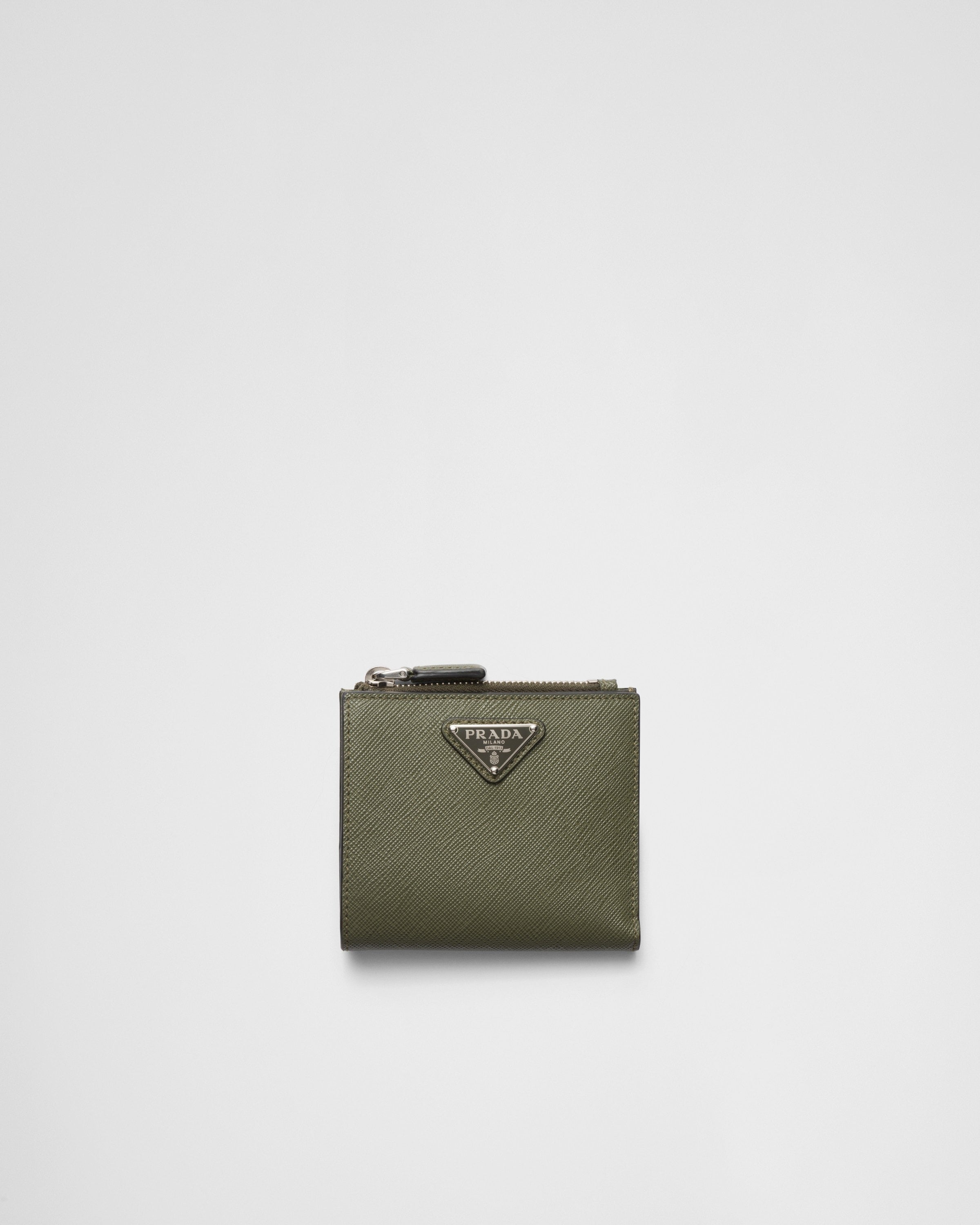 Small Saffiano leather wallet Loden Green
