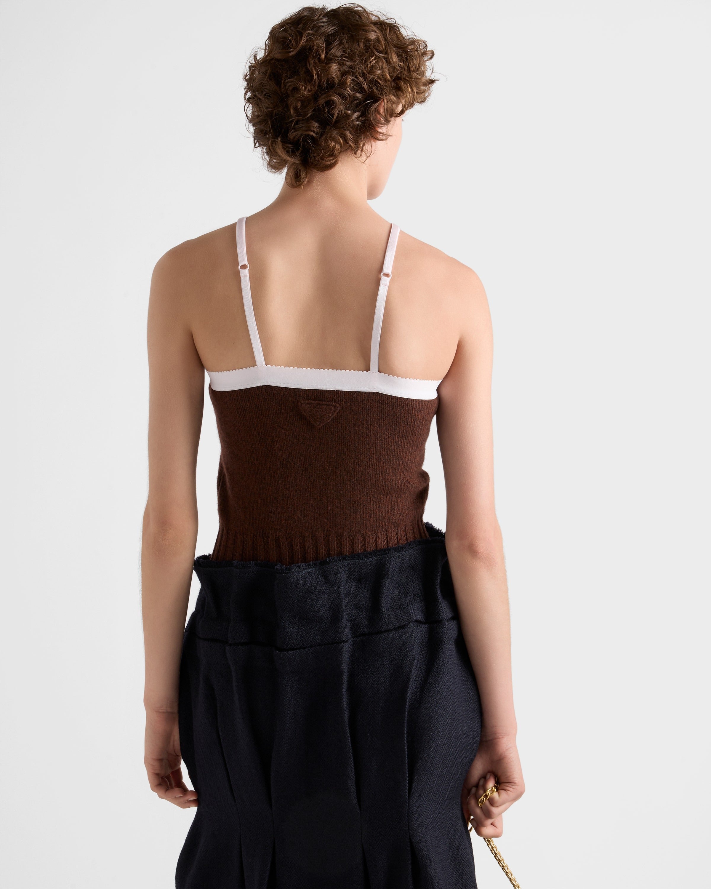 Cashmere and wool top Dark Brown